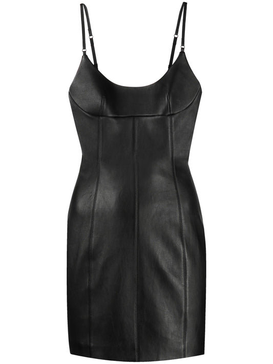fitted leather short dress