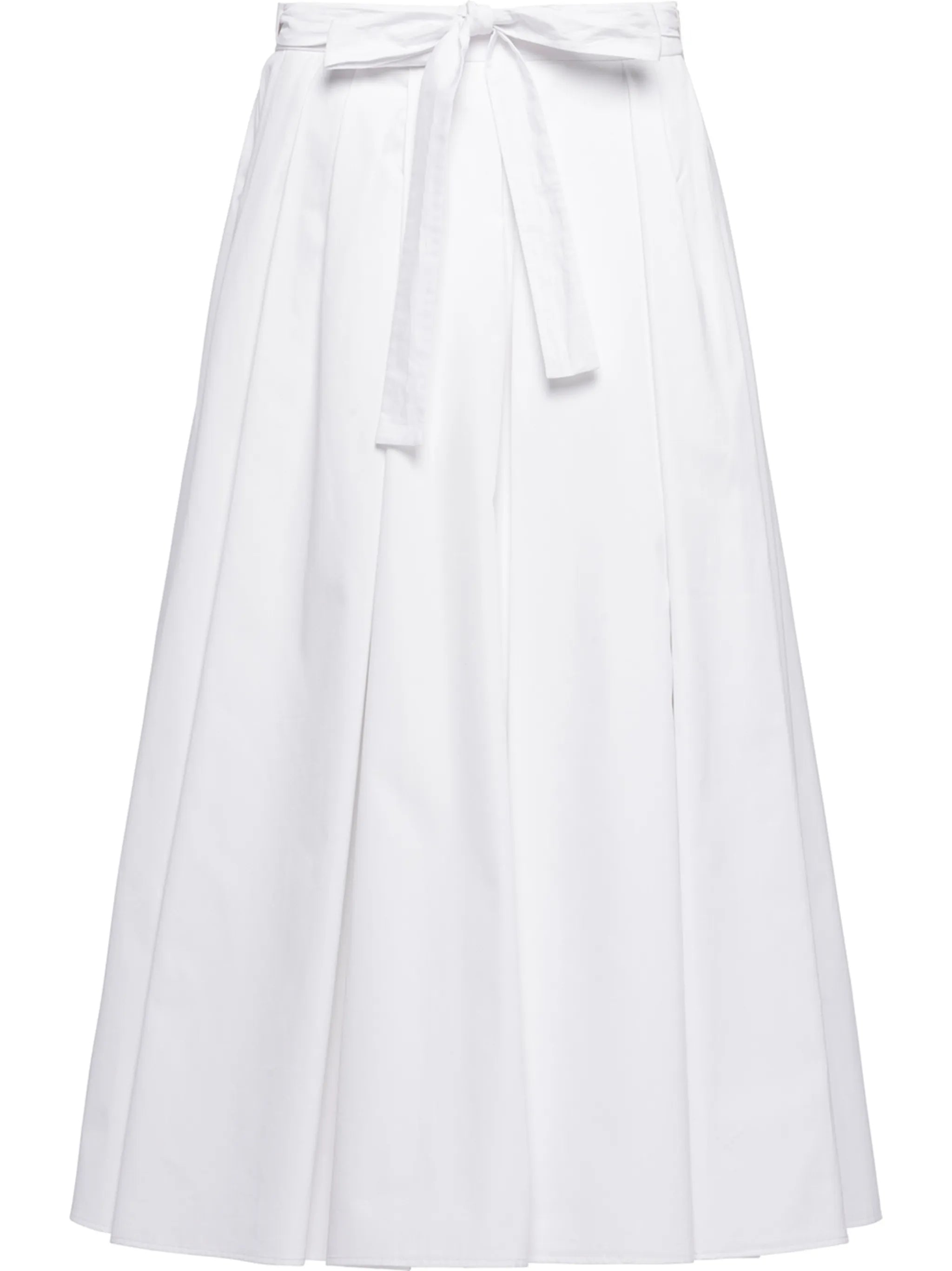pleated poplin midi skirt