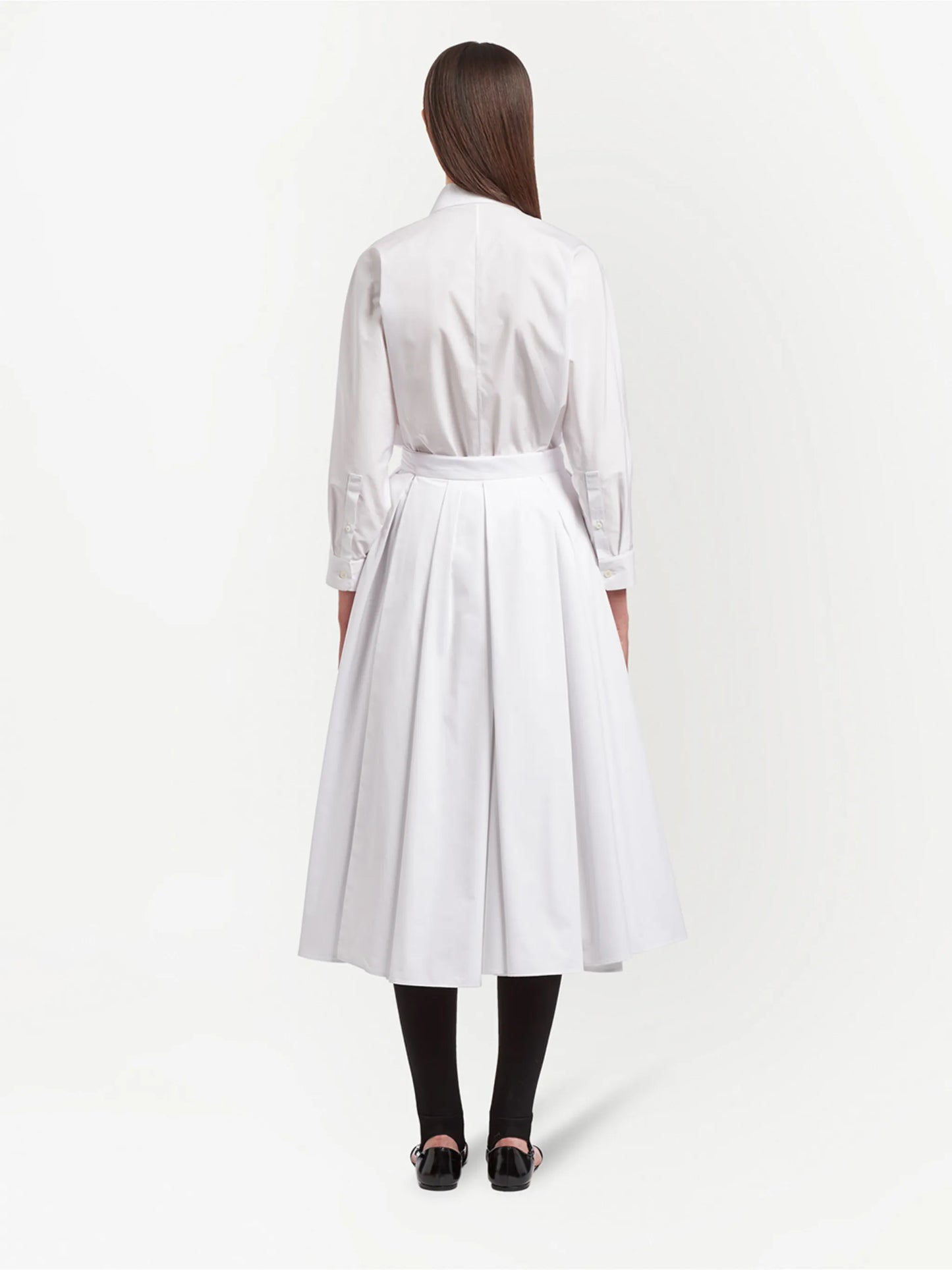 pleated poplin midi skirt