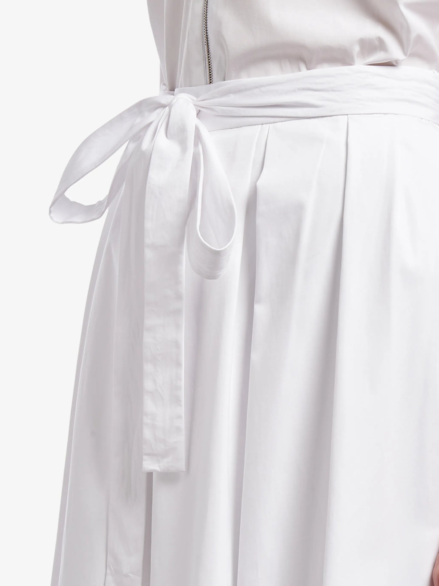 pleated poplin midi skirt