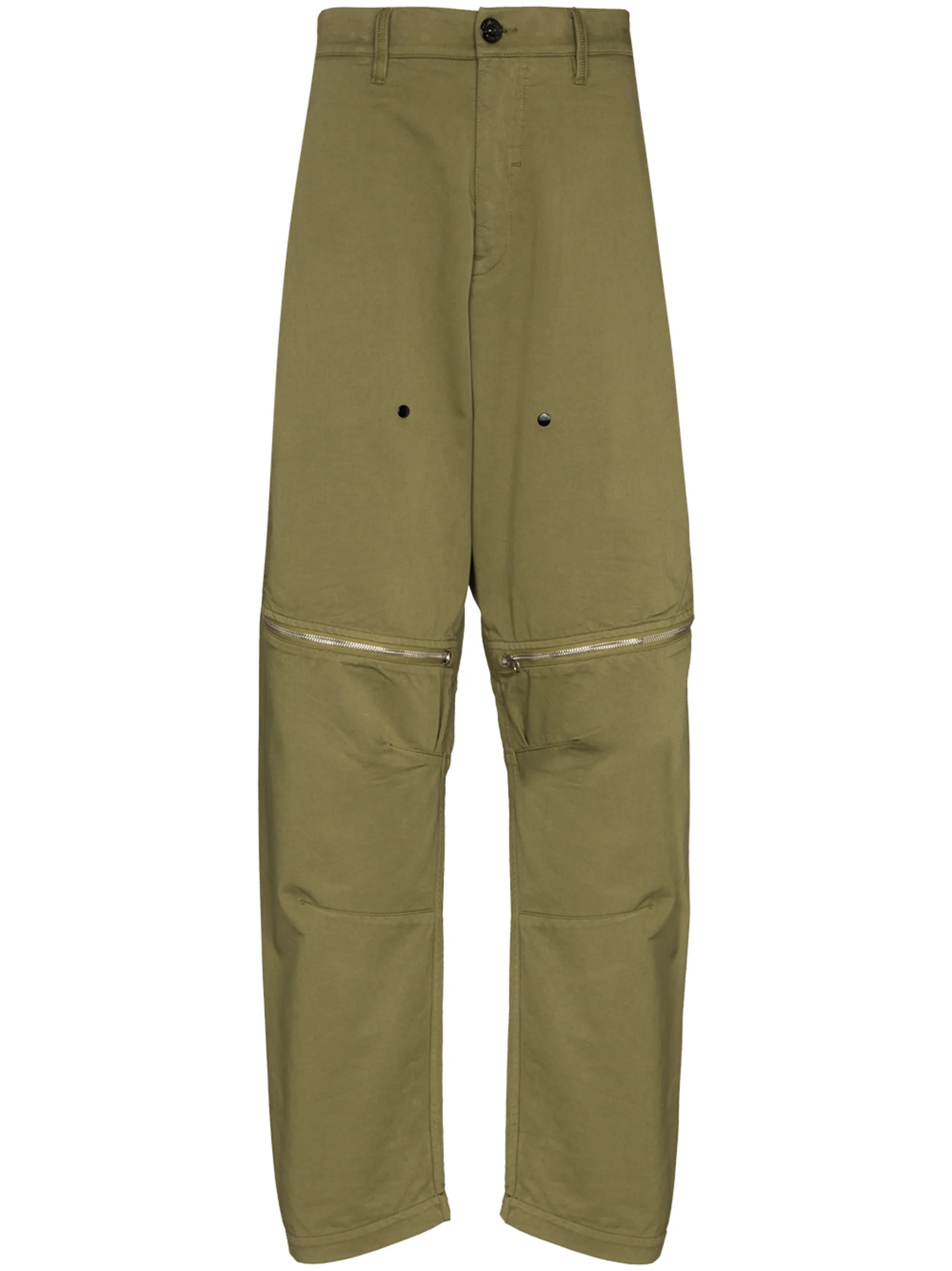 vent-panel straight-leg trousers