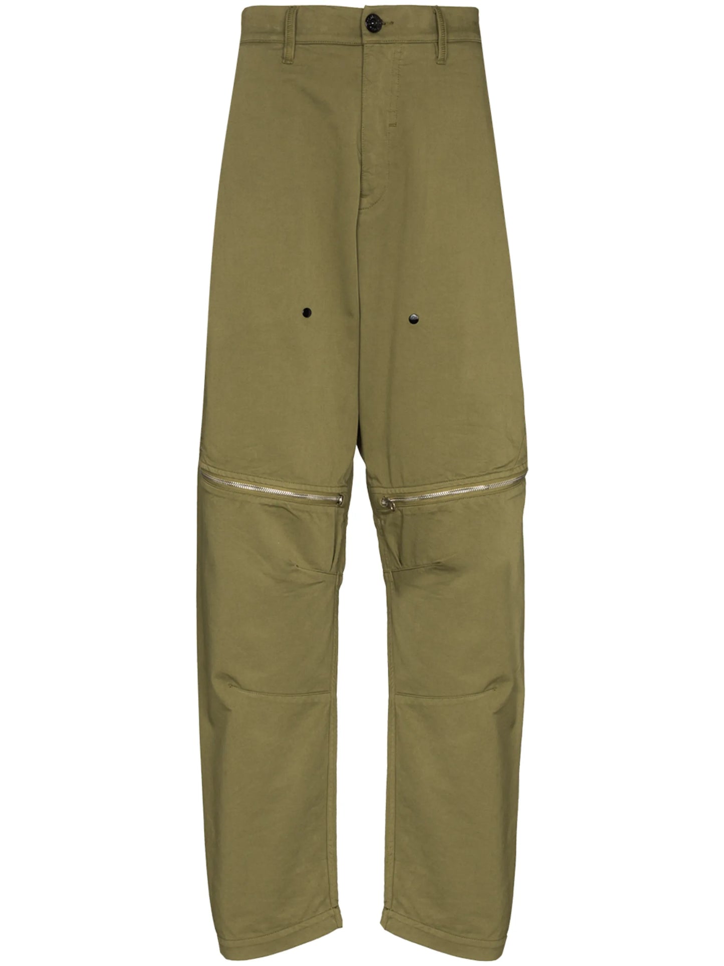 vent-panel straight-leg trousers
