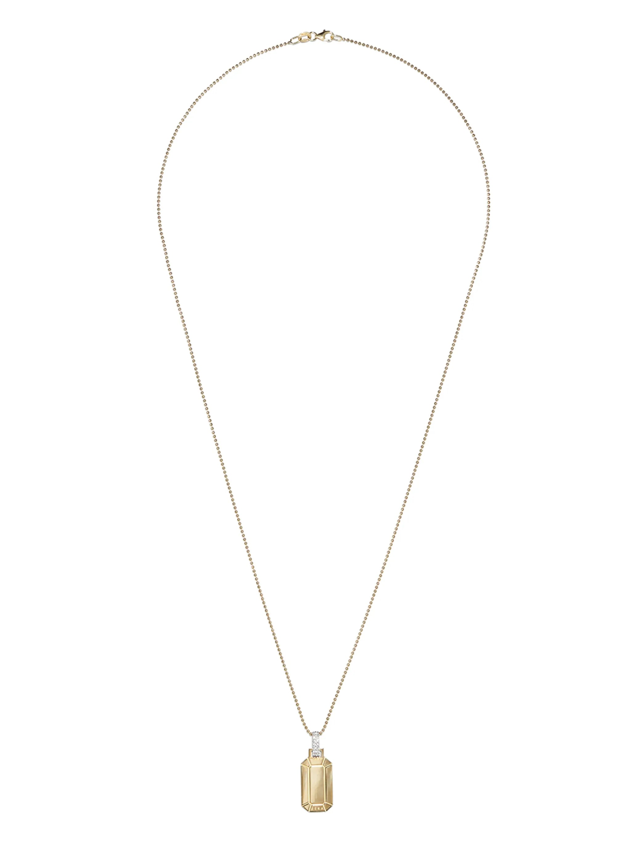 18kt yellow gold diamond tag necklace