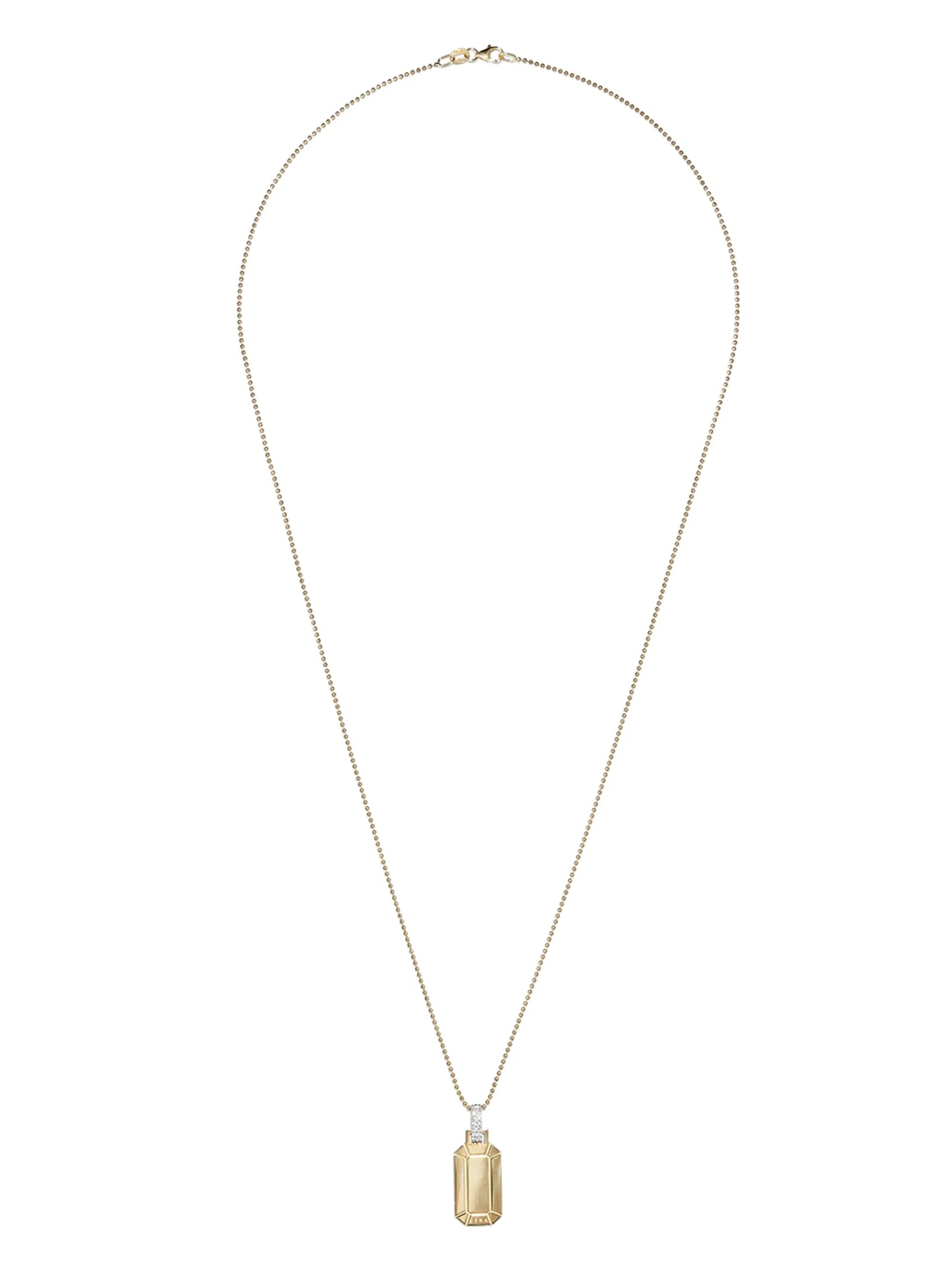 18kt yellow gold diamond tag necklace