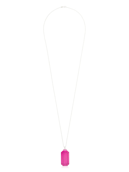 18Kt white gold geometric-pendant necklace