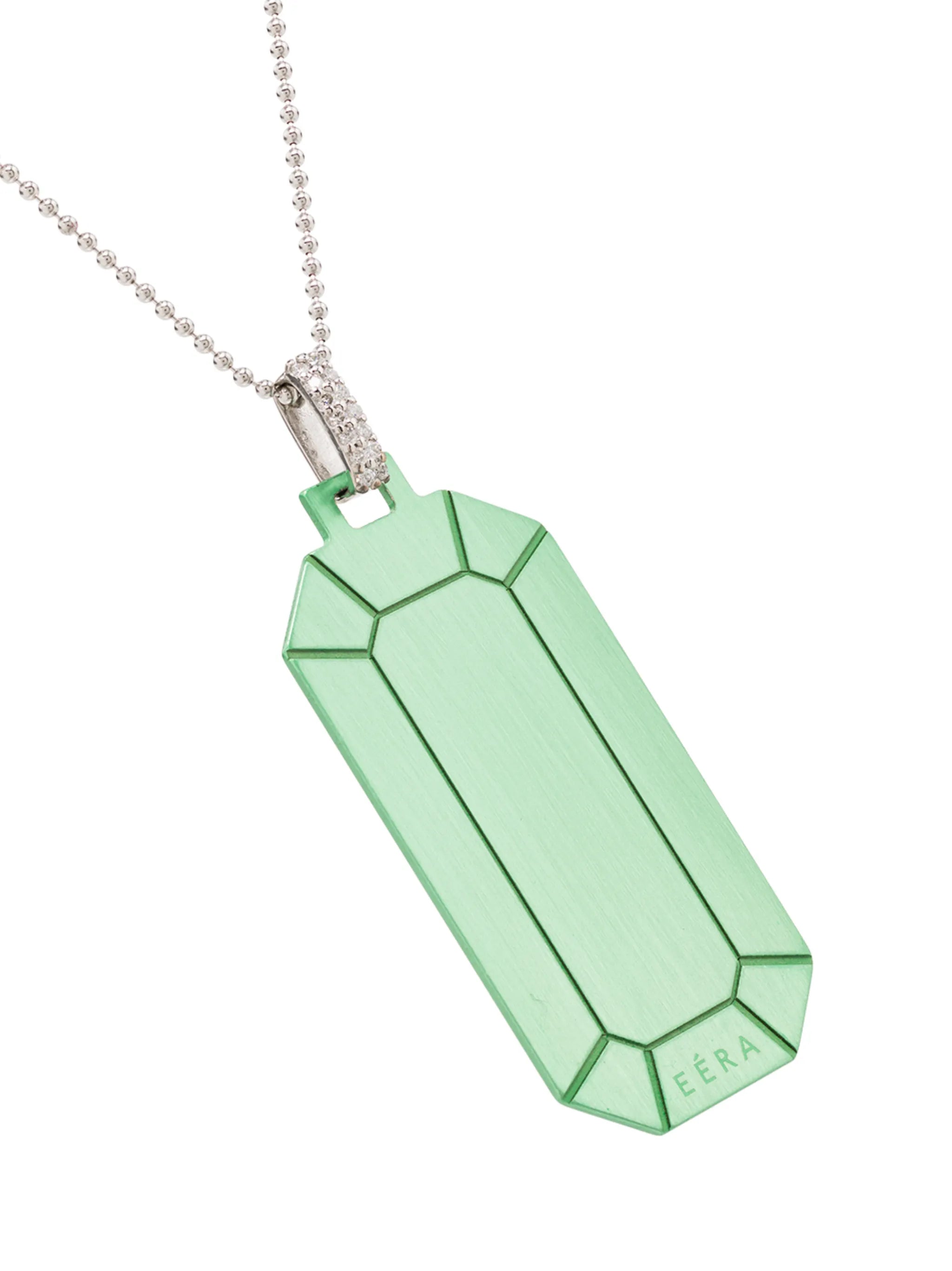 18kt white gold geometric-pendant necklace