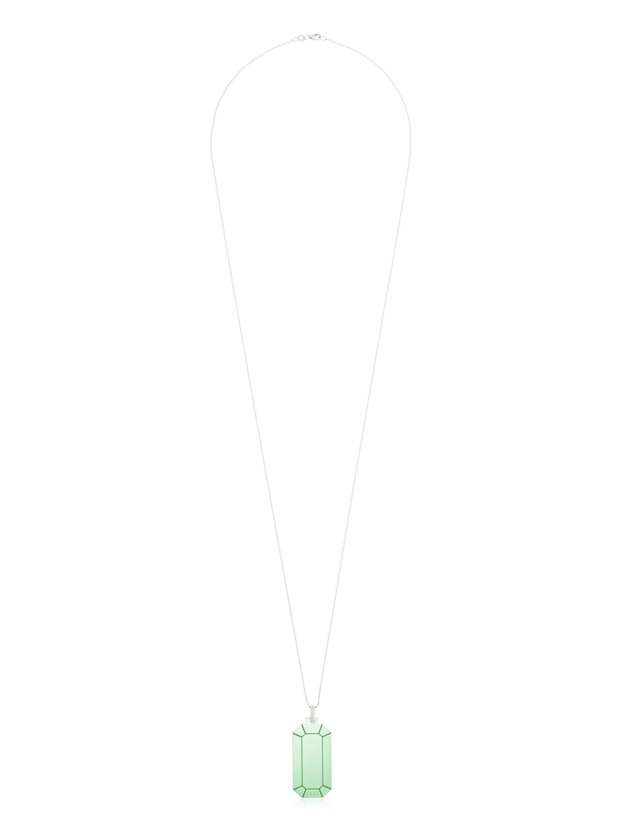 18kt white gold geometric-pendant necklace