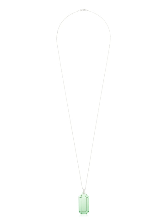 18kt white gold geometric-pendant necklace