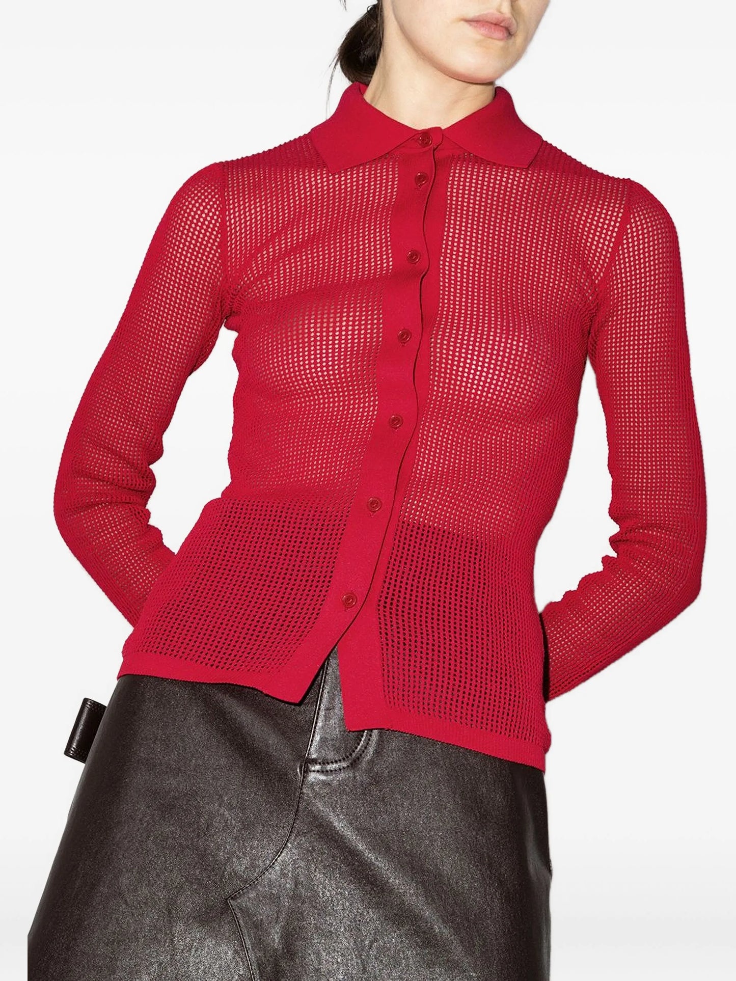 mesh long-sleeve shirt