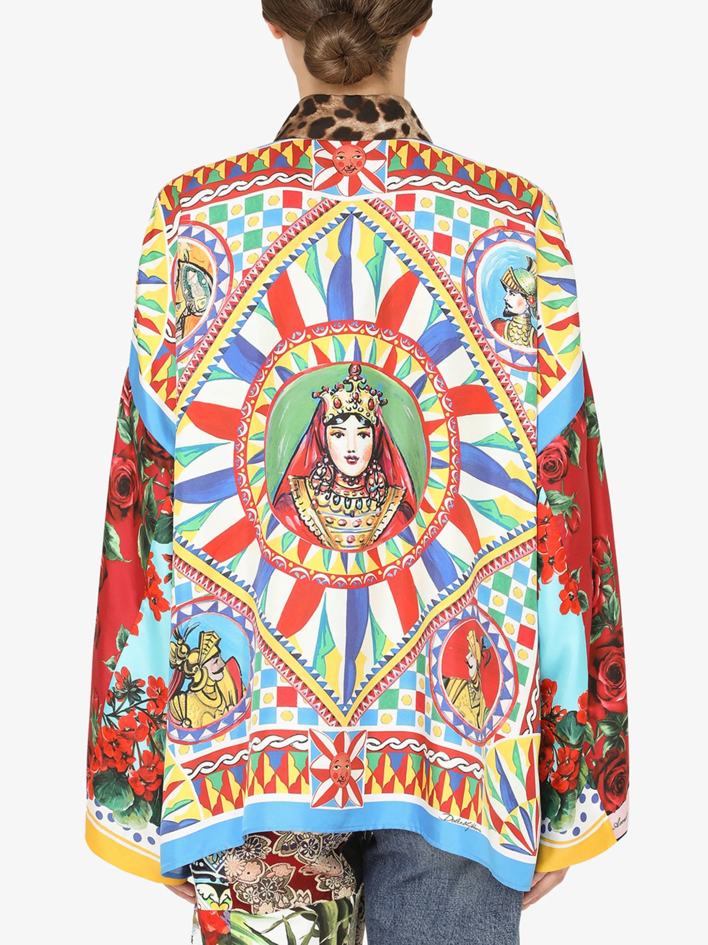 patchwork-print silk shirt
