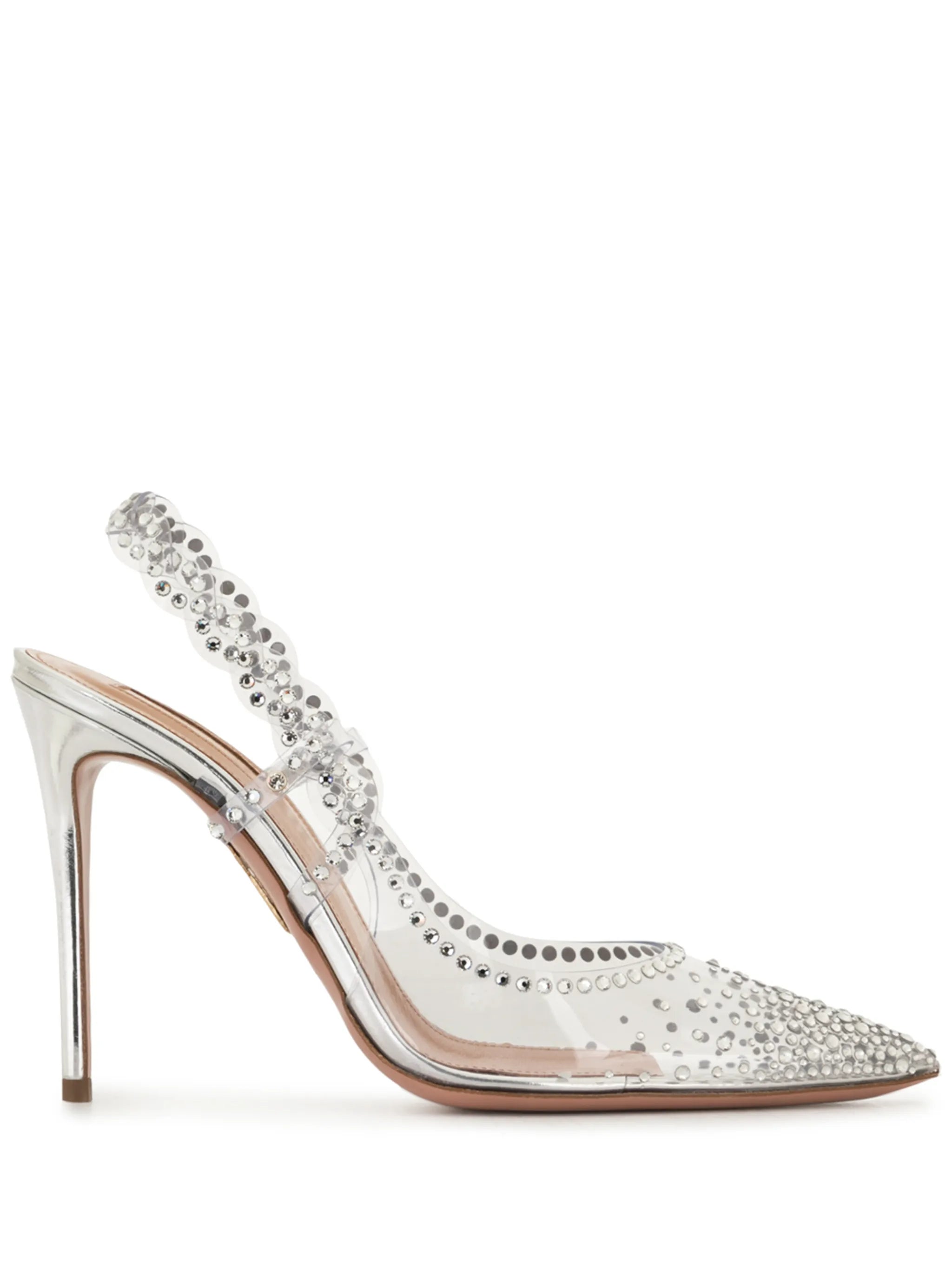 crystal-embellished slingback pumps