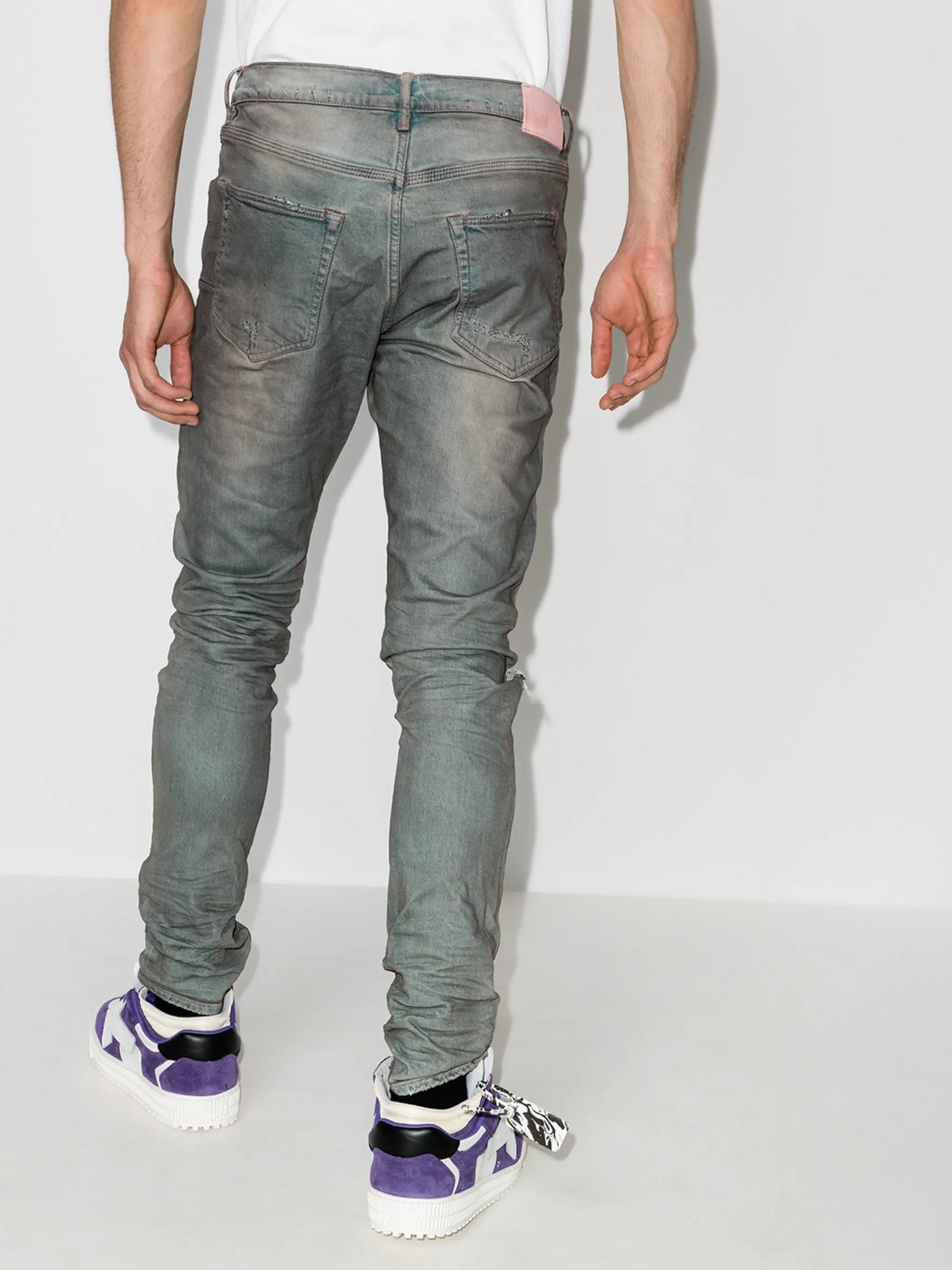 distressed-look mid-rise jeans