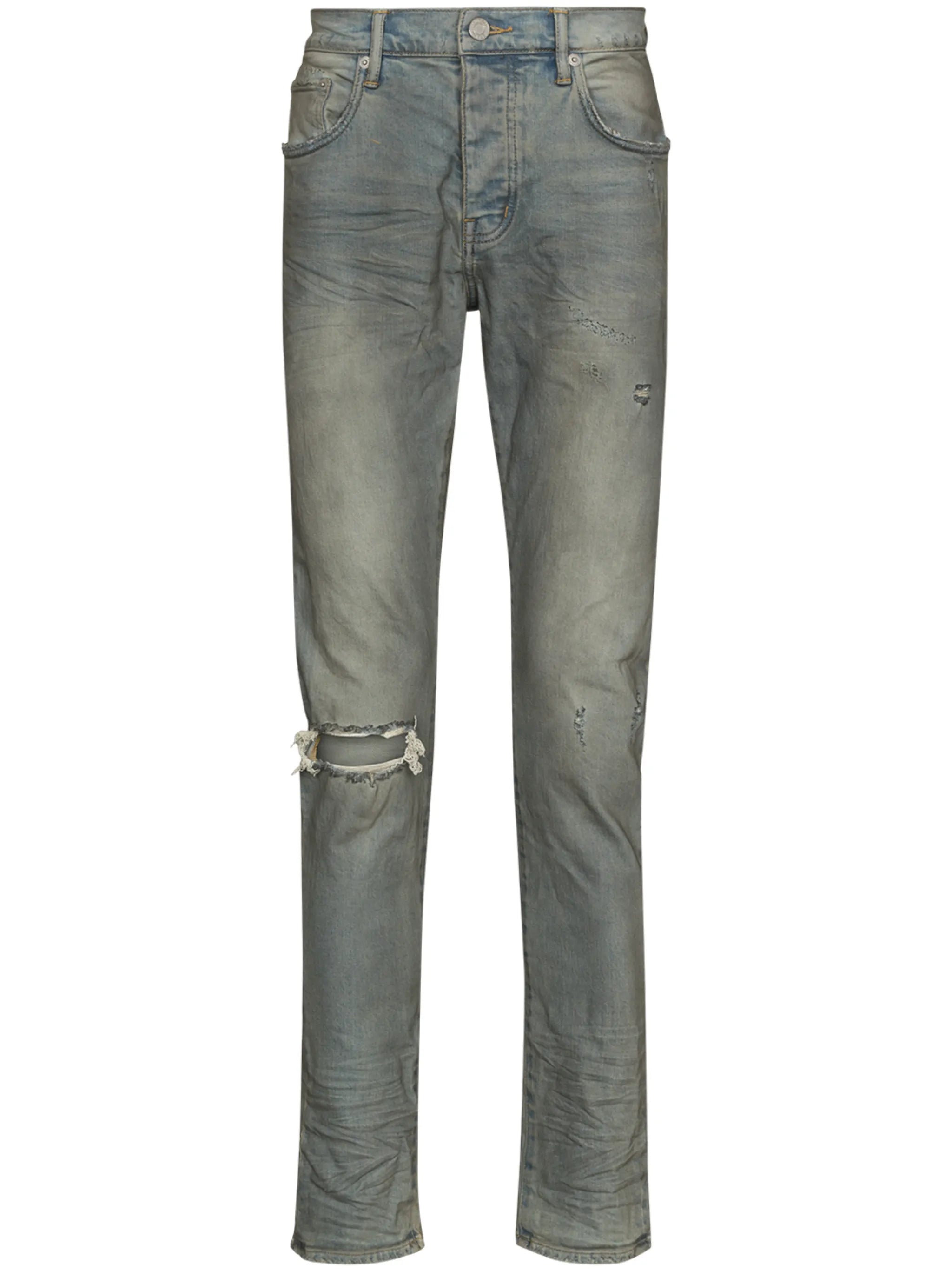 distressed-look mid-rise jeans