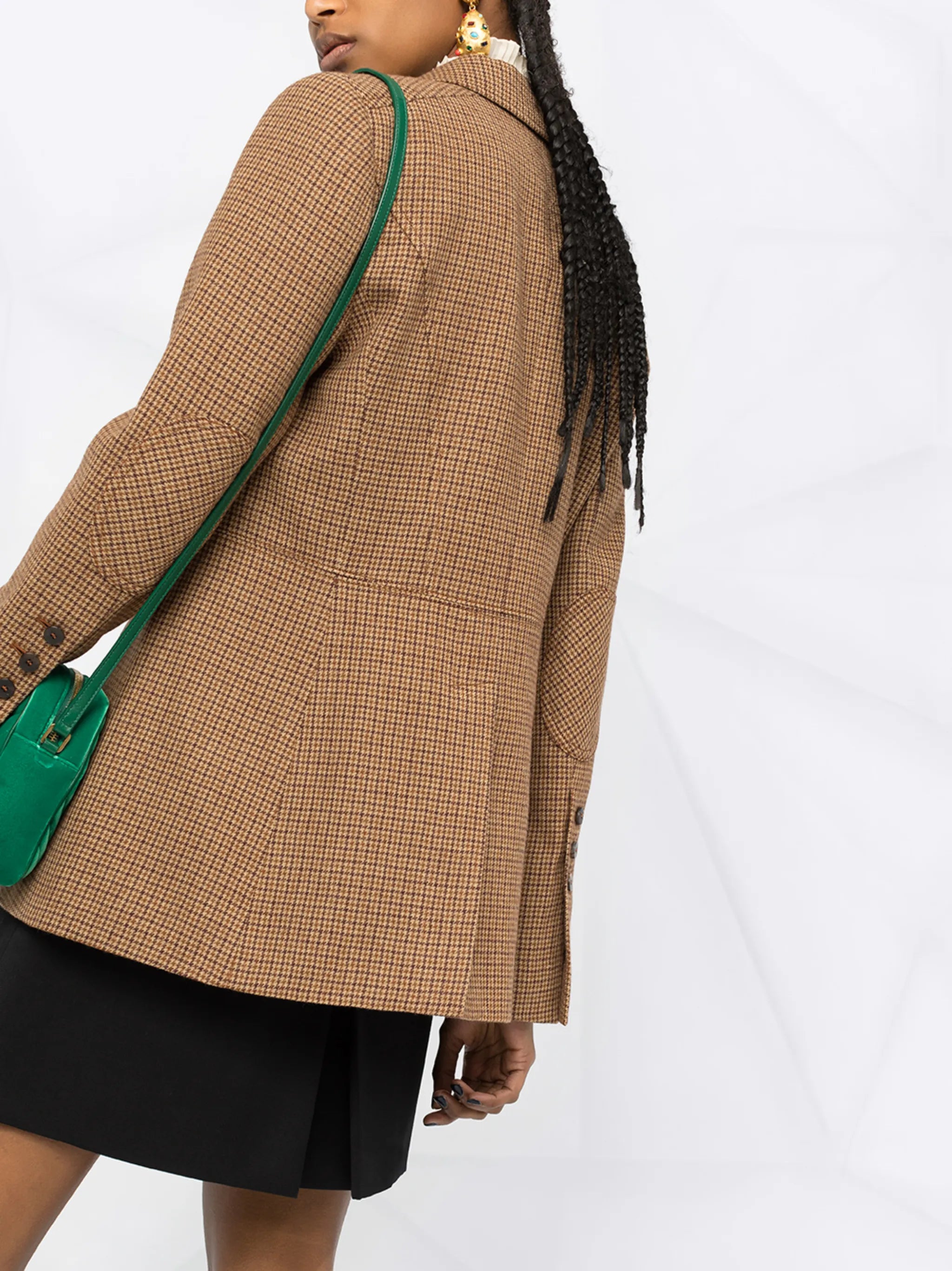 single-breasted houndstooth jacket