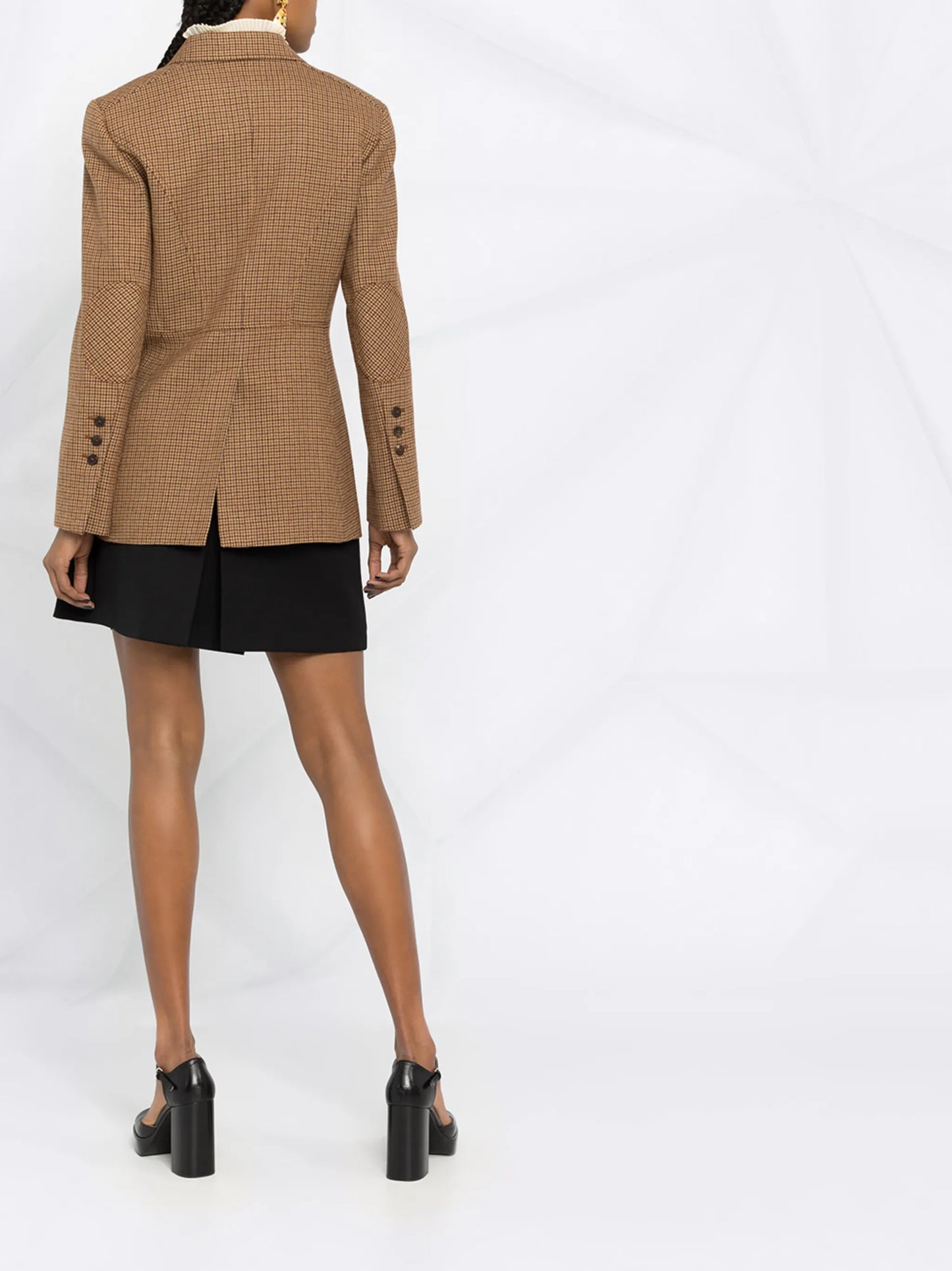 single-breasted houndstooth jacket