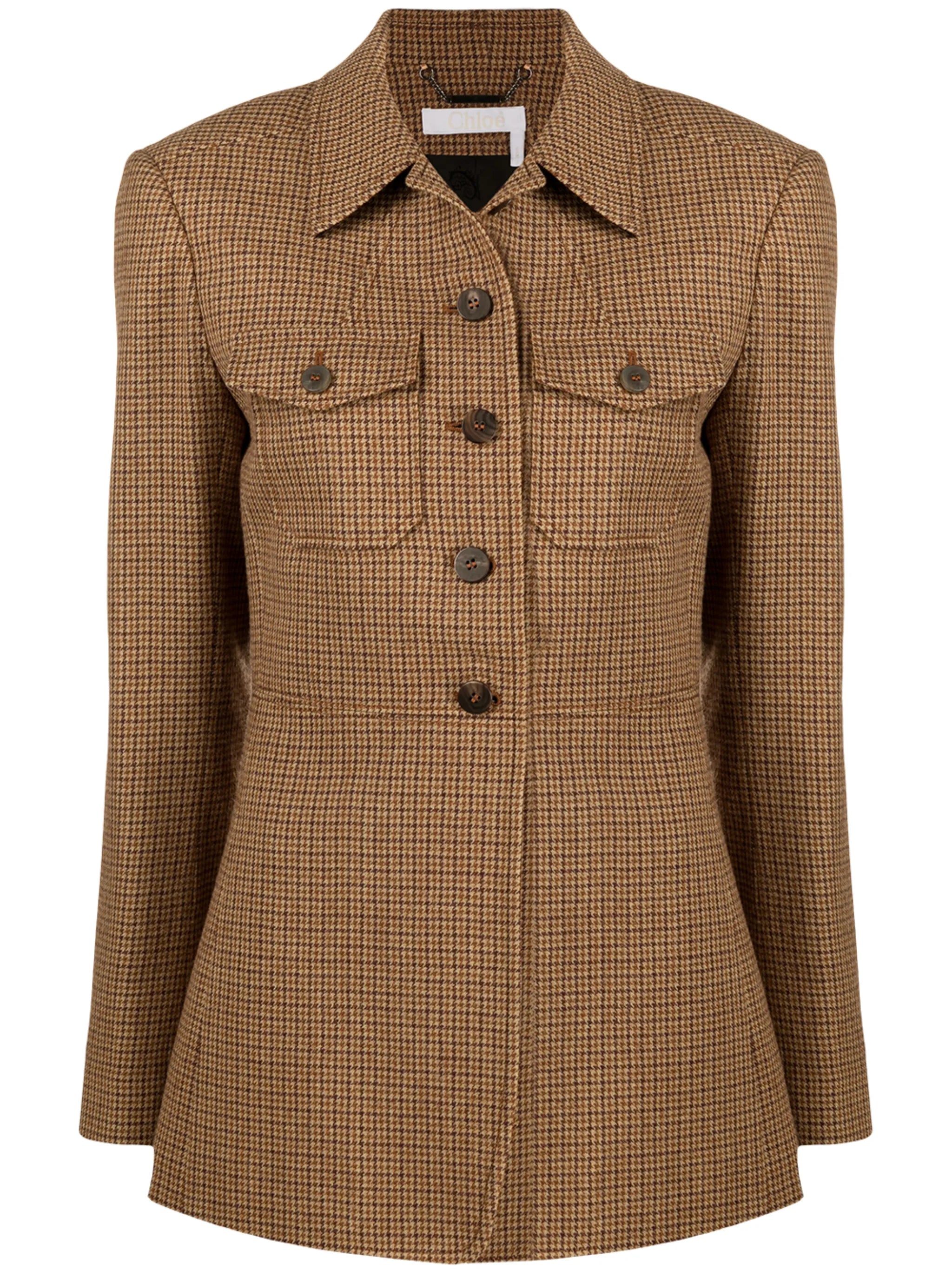 single-breasted houndstooth jacket