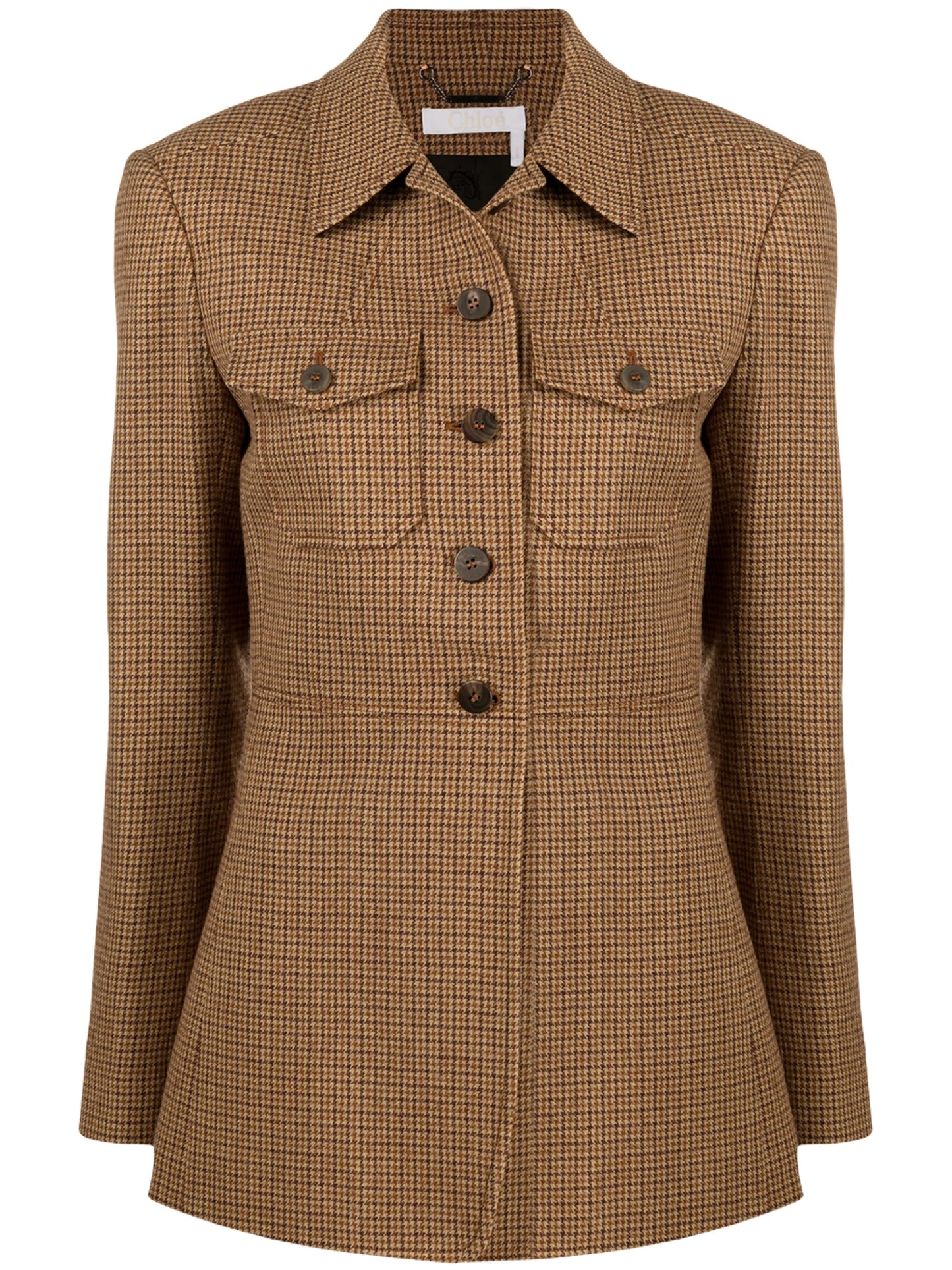 single-breasted houndstooth jacket