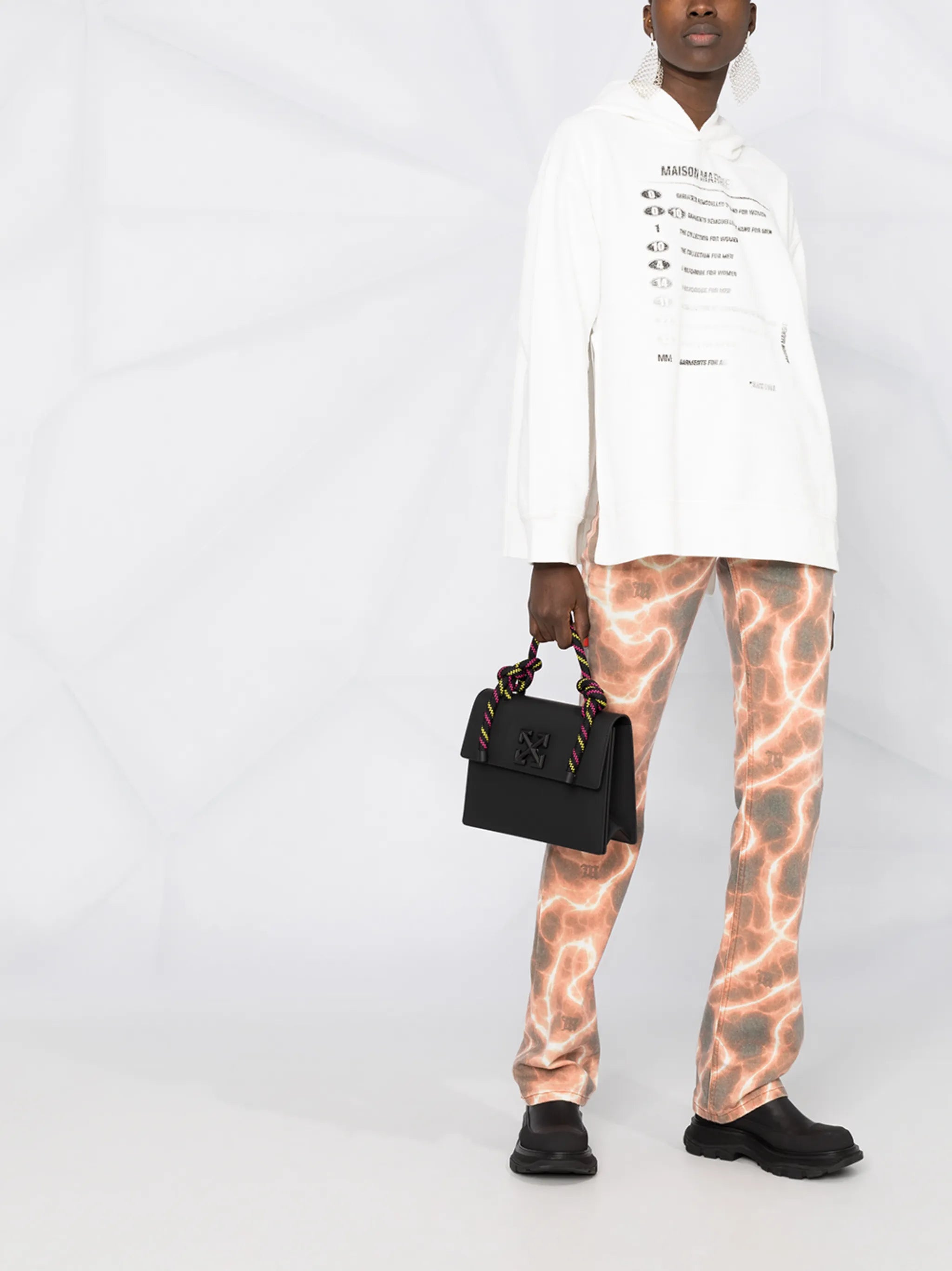 logo-print slit-hem hoodie