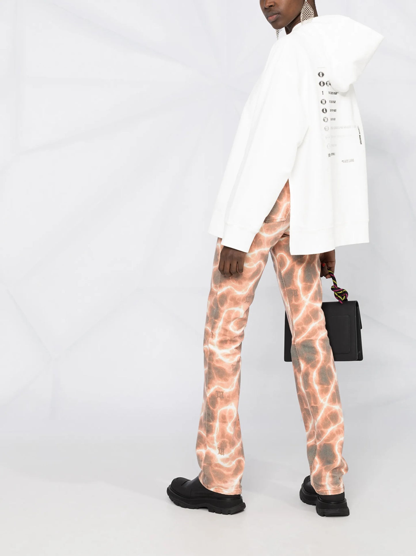 logo-print slit-hem hoodie