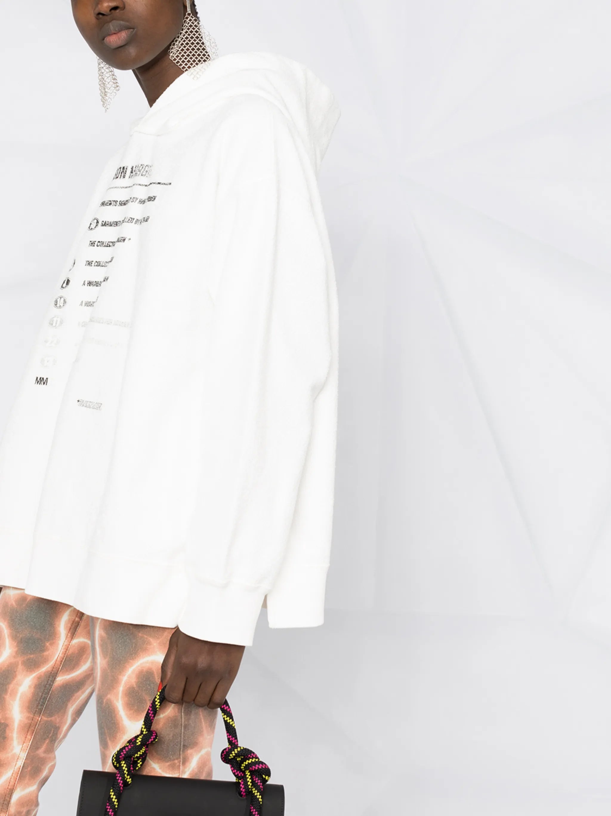 logo-print slit-hem hoodie