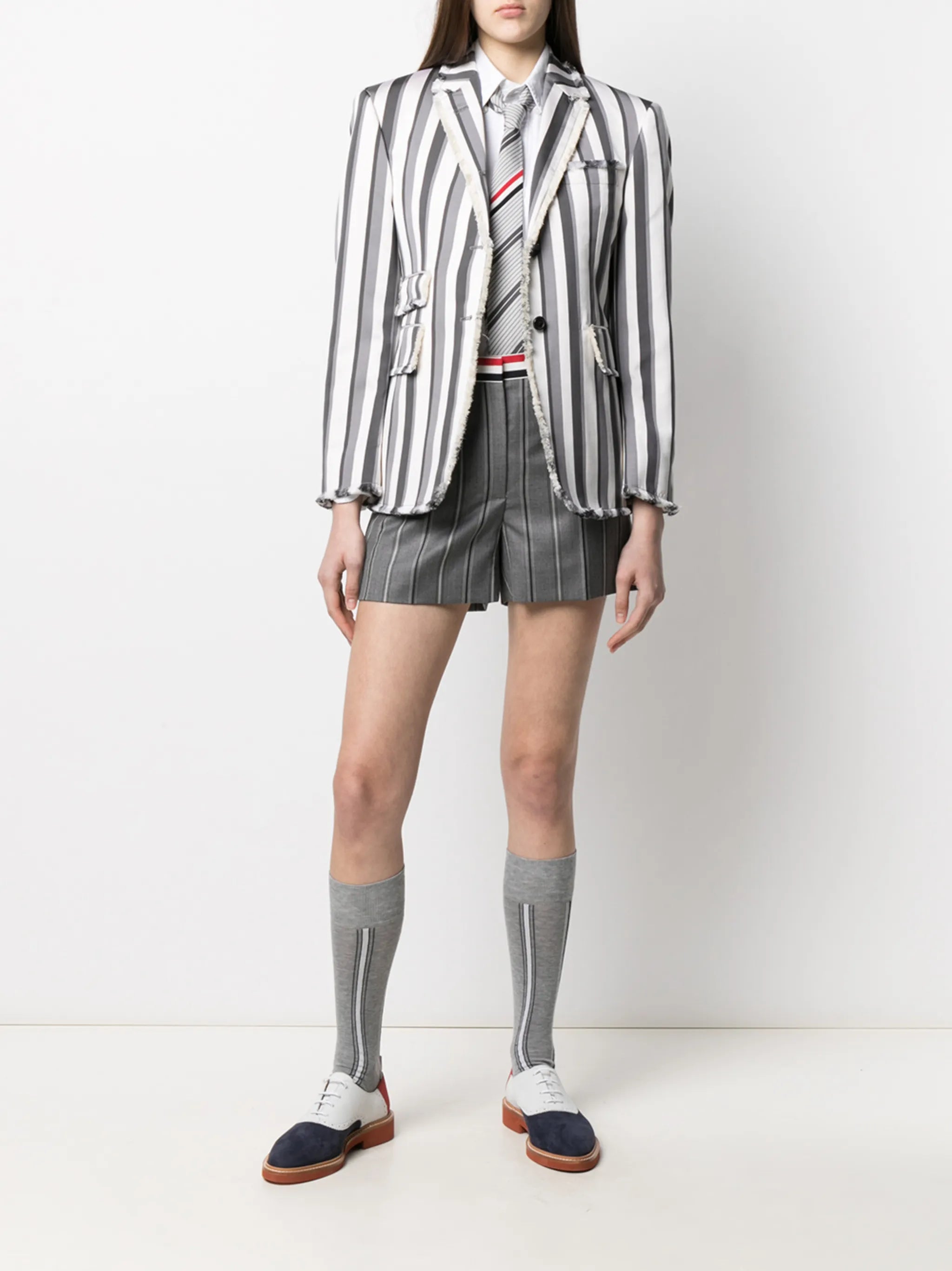 RWB-stripe high-waisted shorts