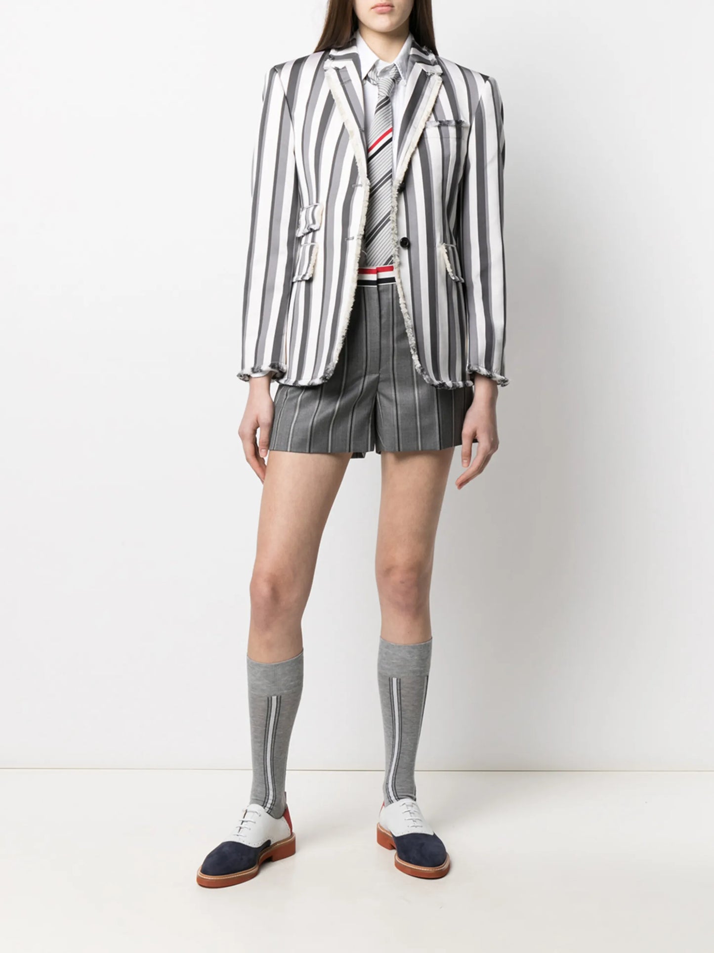 RWB-stripe high-waisted shorts