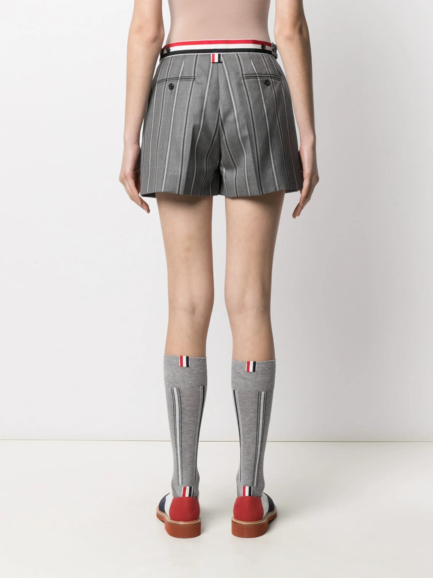 RWB-stripe high-waisted shorts