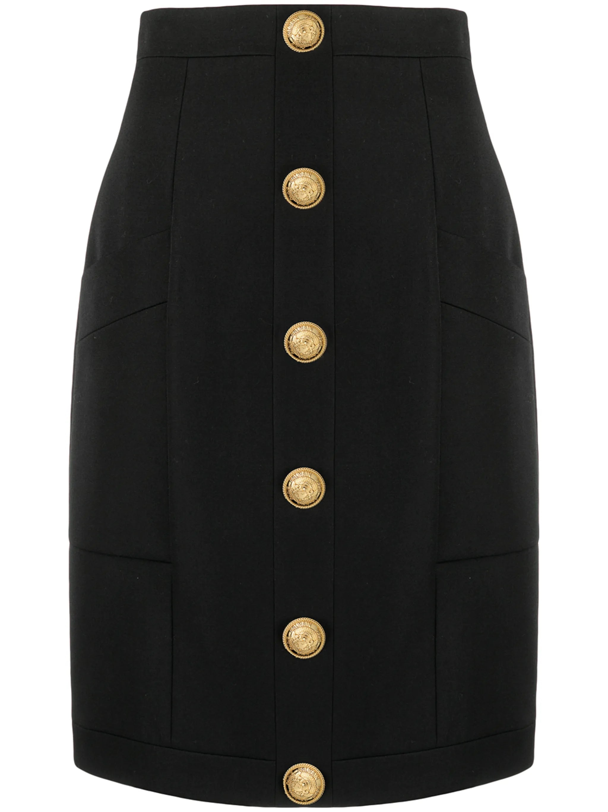 button-embellished wool skirt