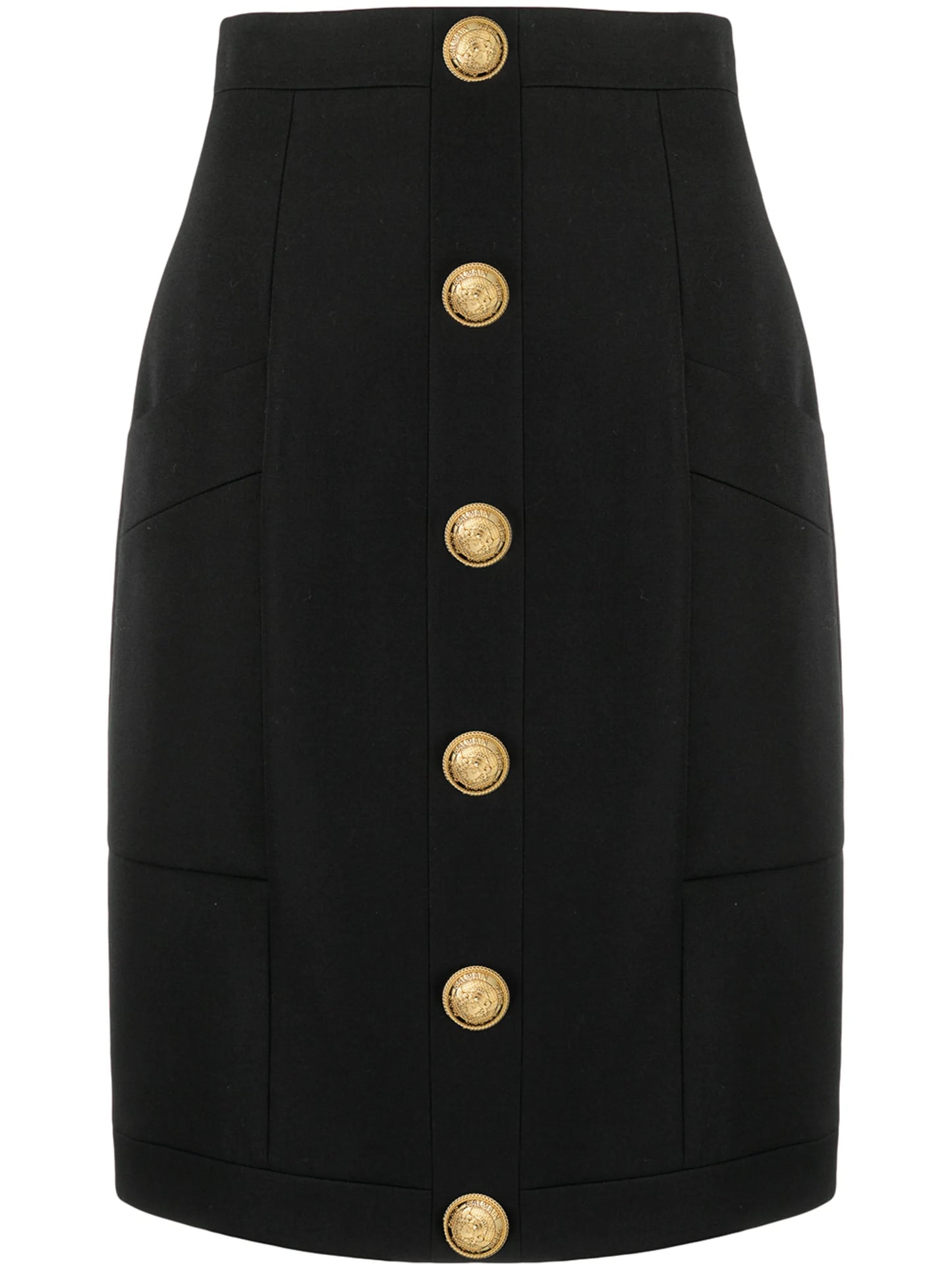 button-embellished wool skirt