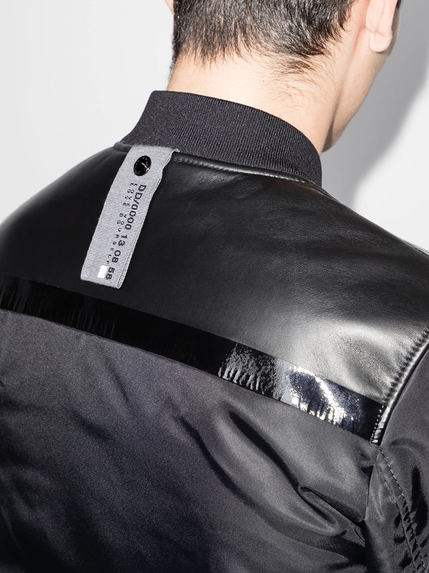 panelled leather bomber jacket