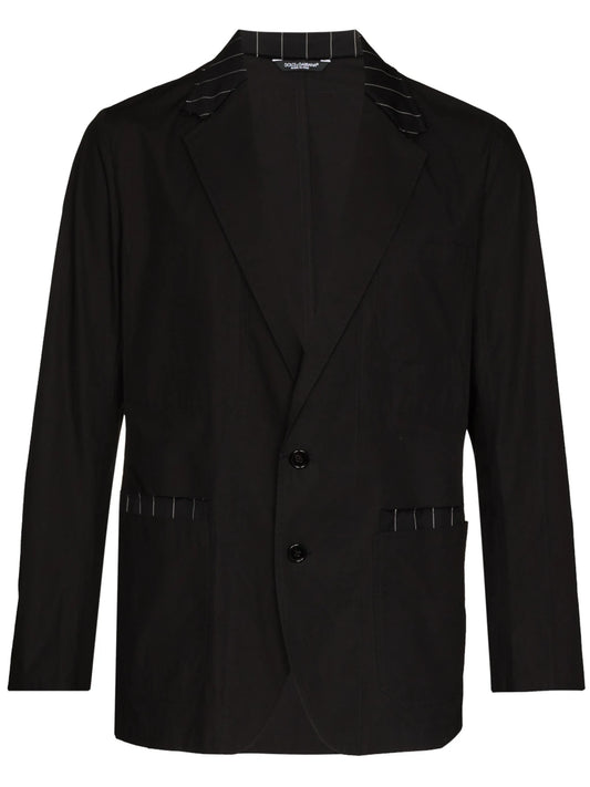stripe-trim single-breasted blazer