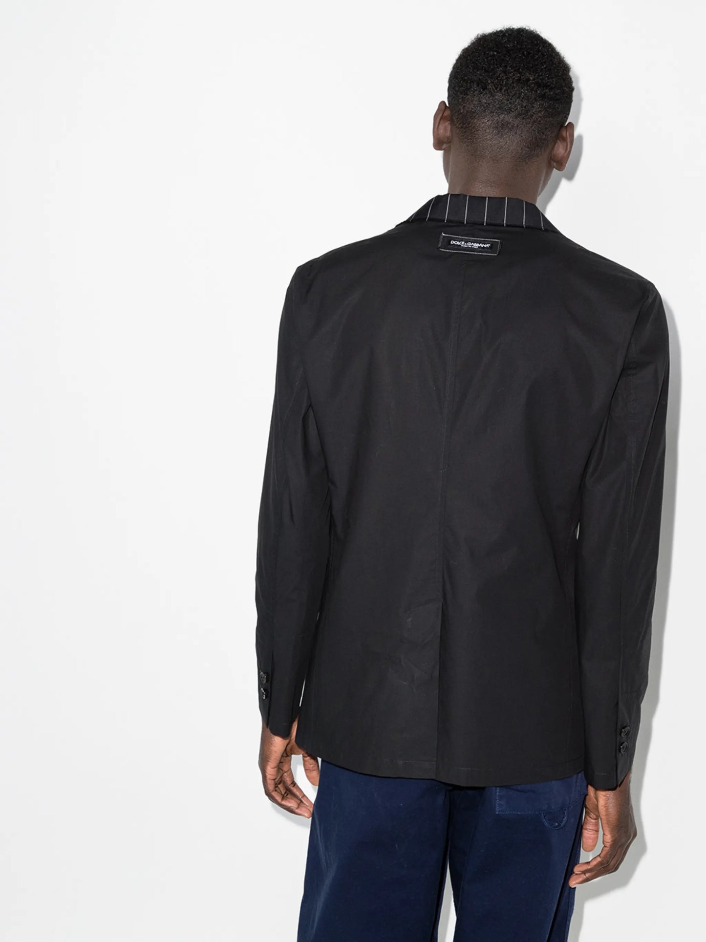 stripe-trim single-breasted blazer