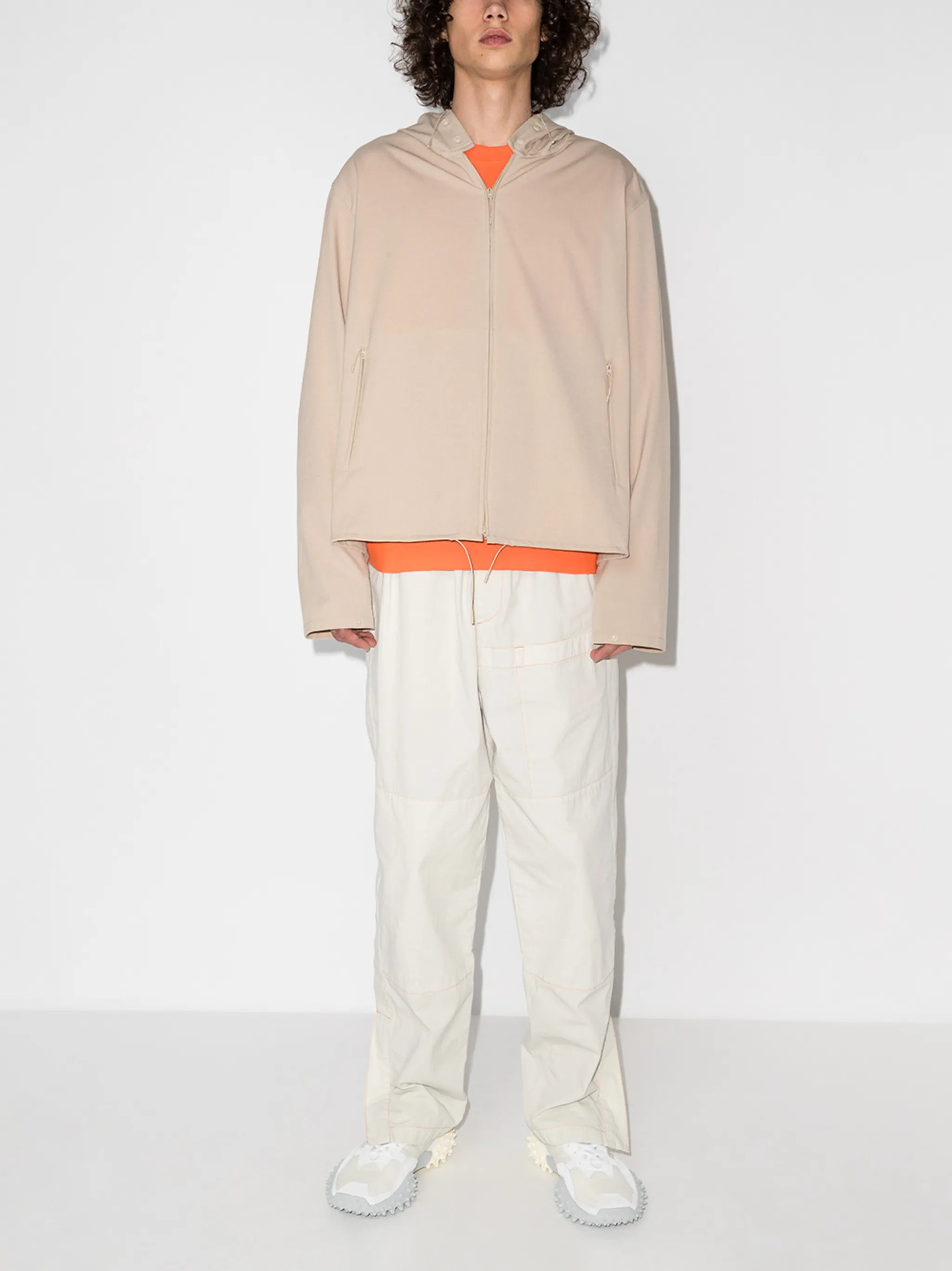 logo-print zip-up lightweight jacket
