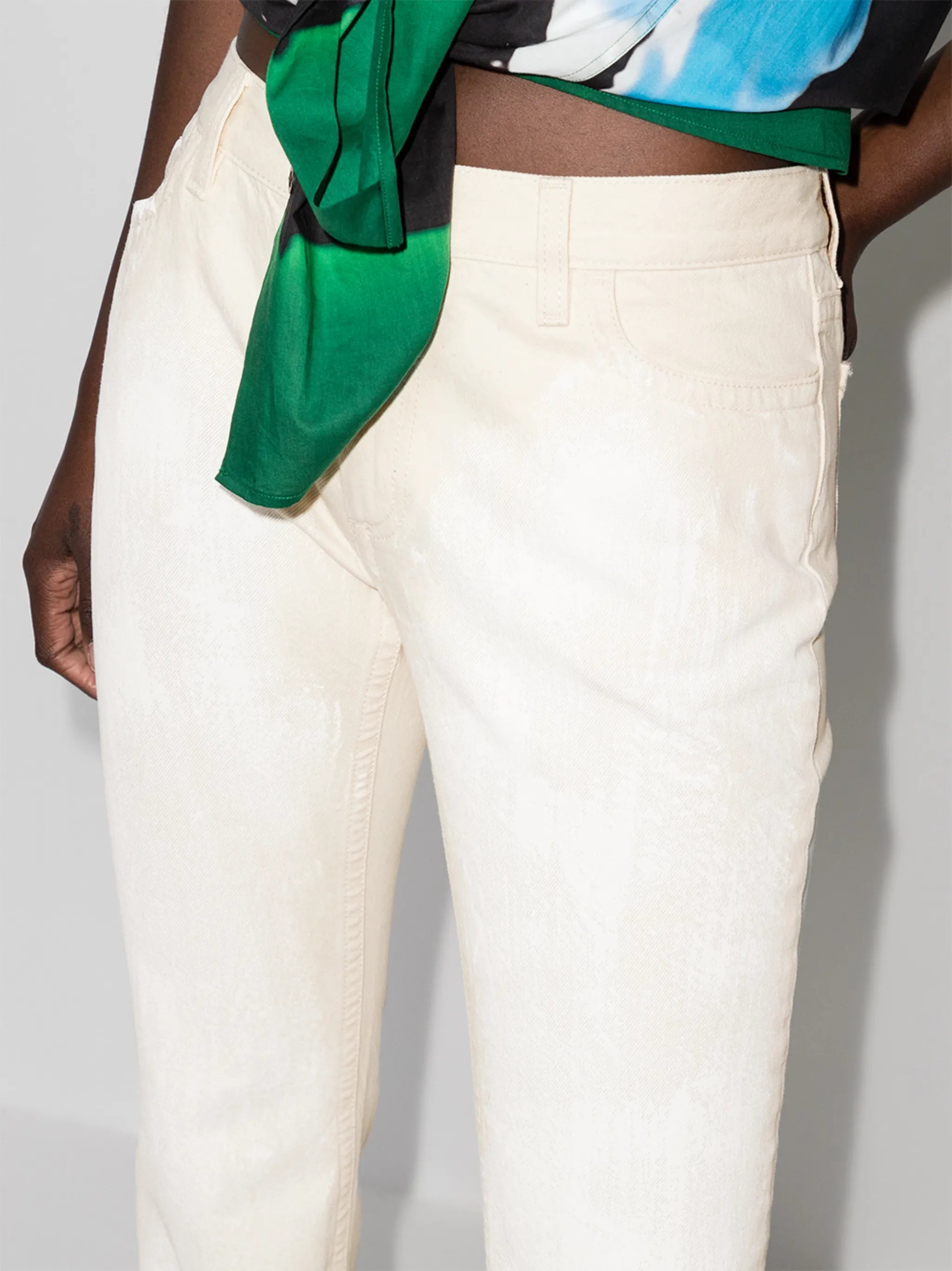 paint-effect bootcut jeans