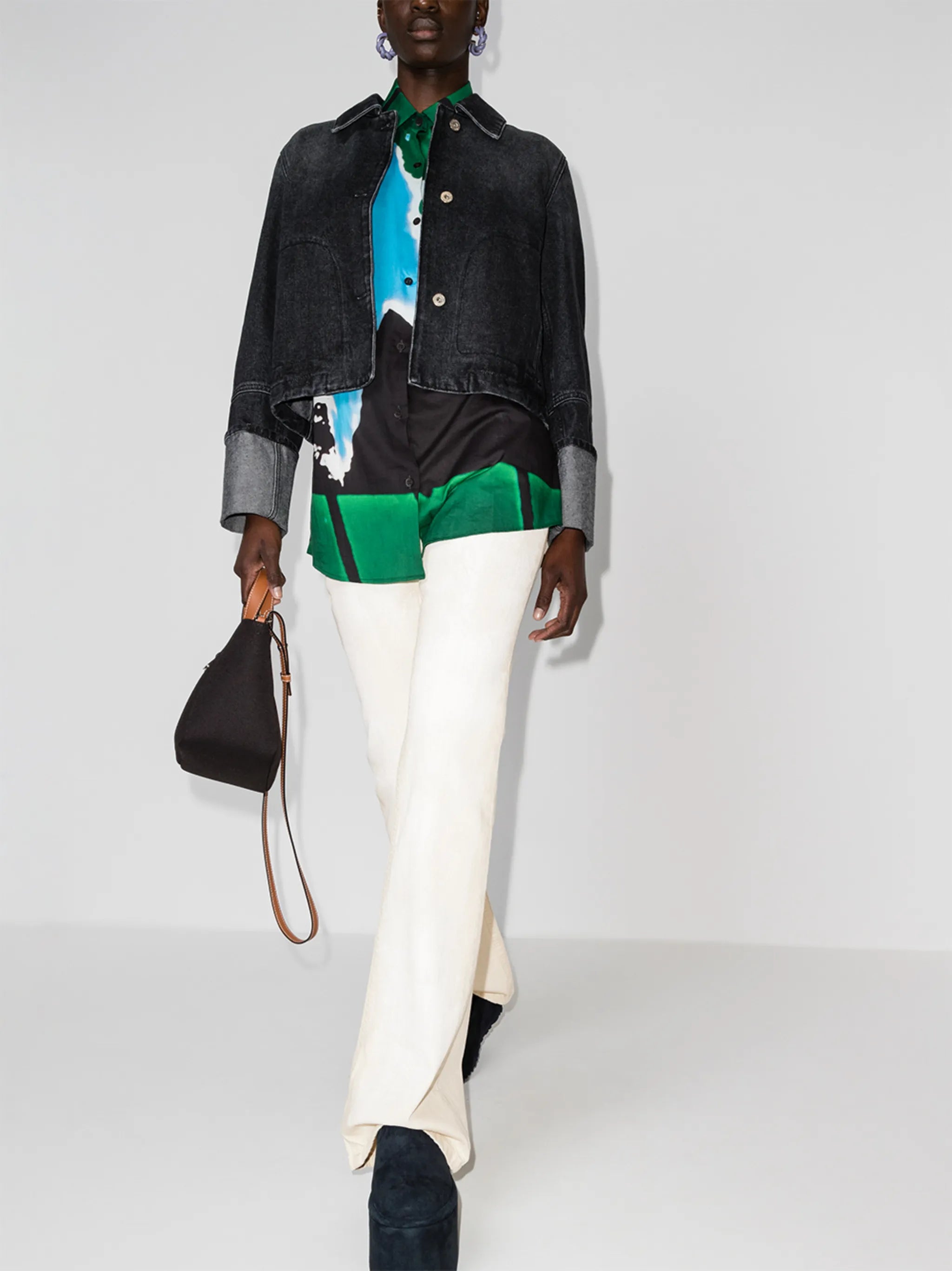 paint-effect bootcut jeans