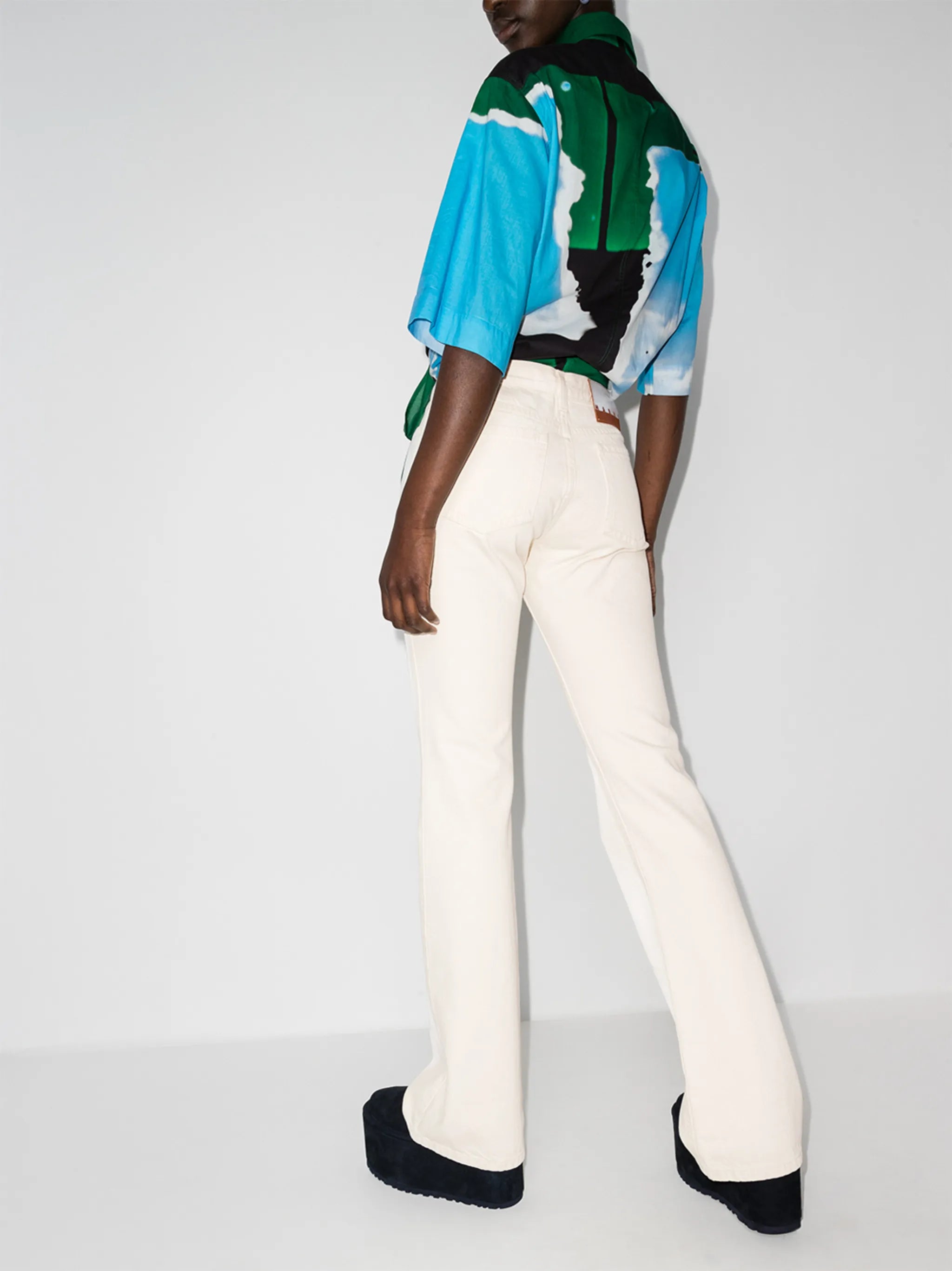 paint-effect bootcut jeans