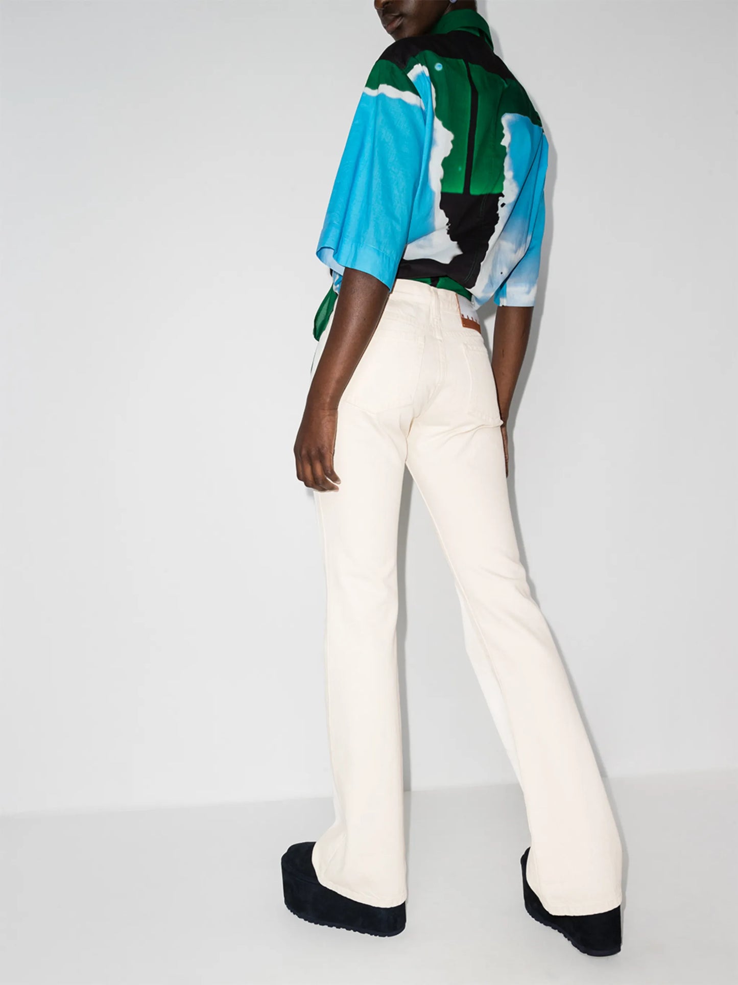 paint-effect bootcut jeans