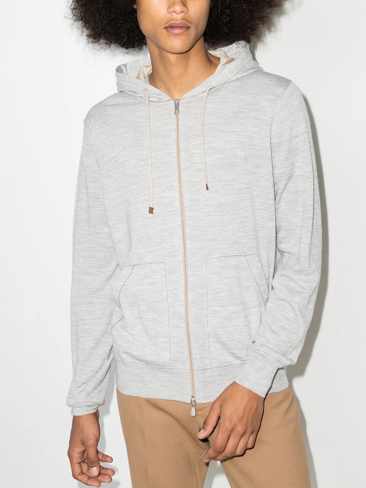 mélange-effect zip-up hoodie