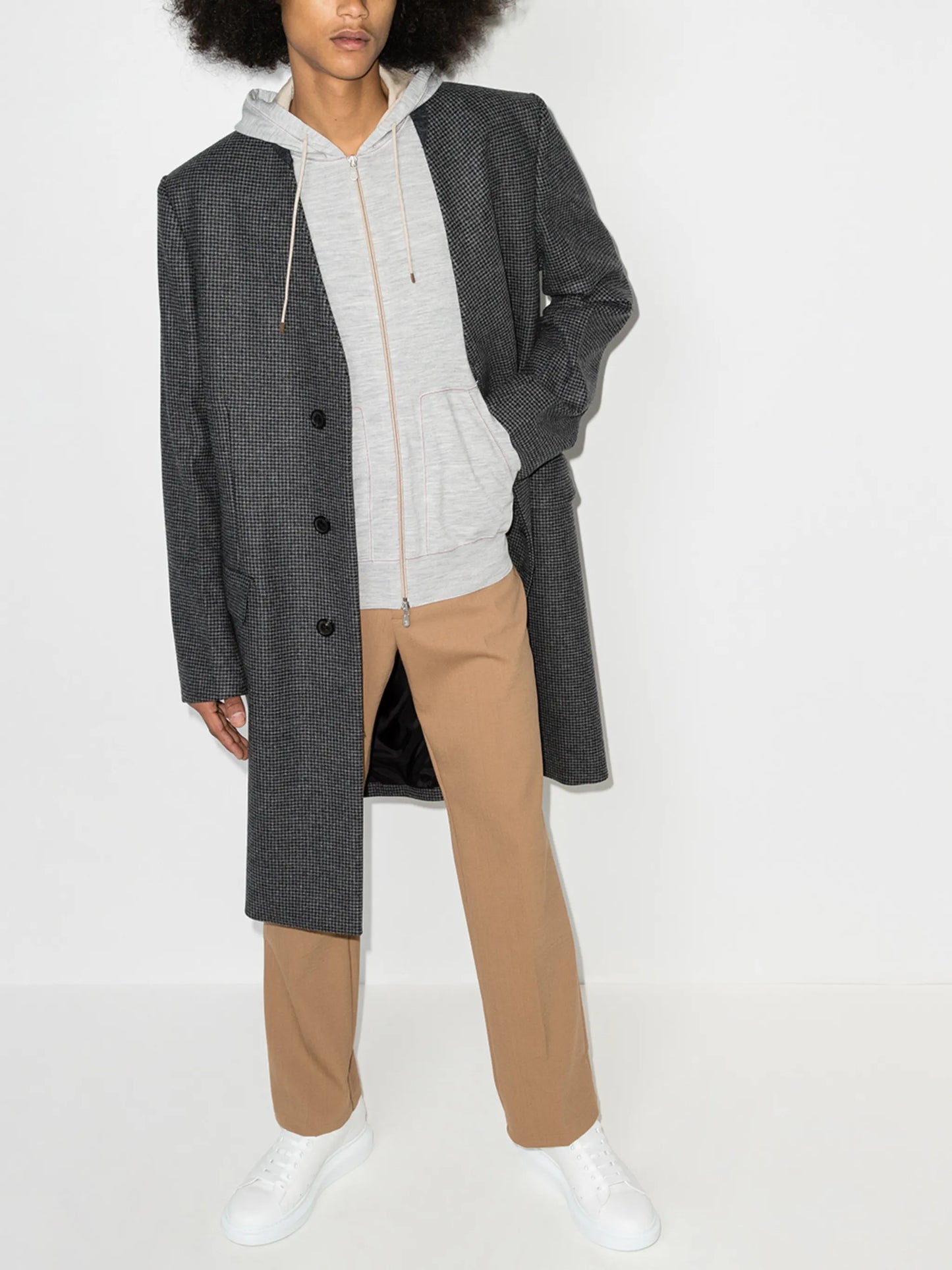 mélange-effect zip-up hoodie
