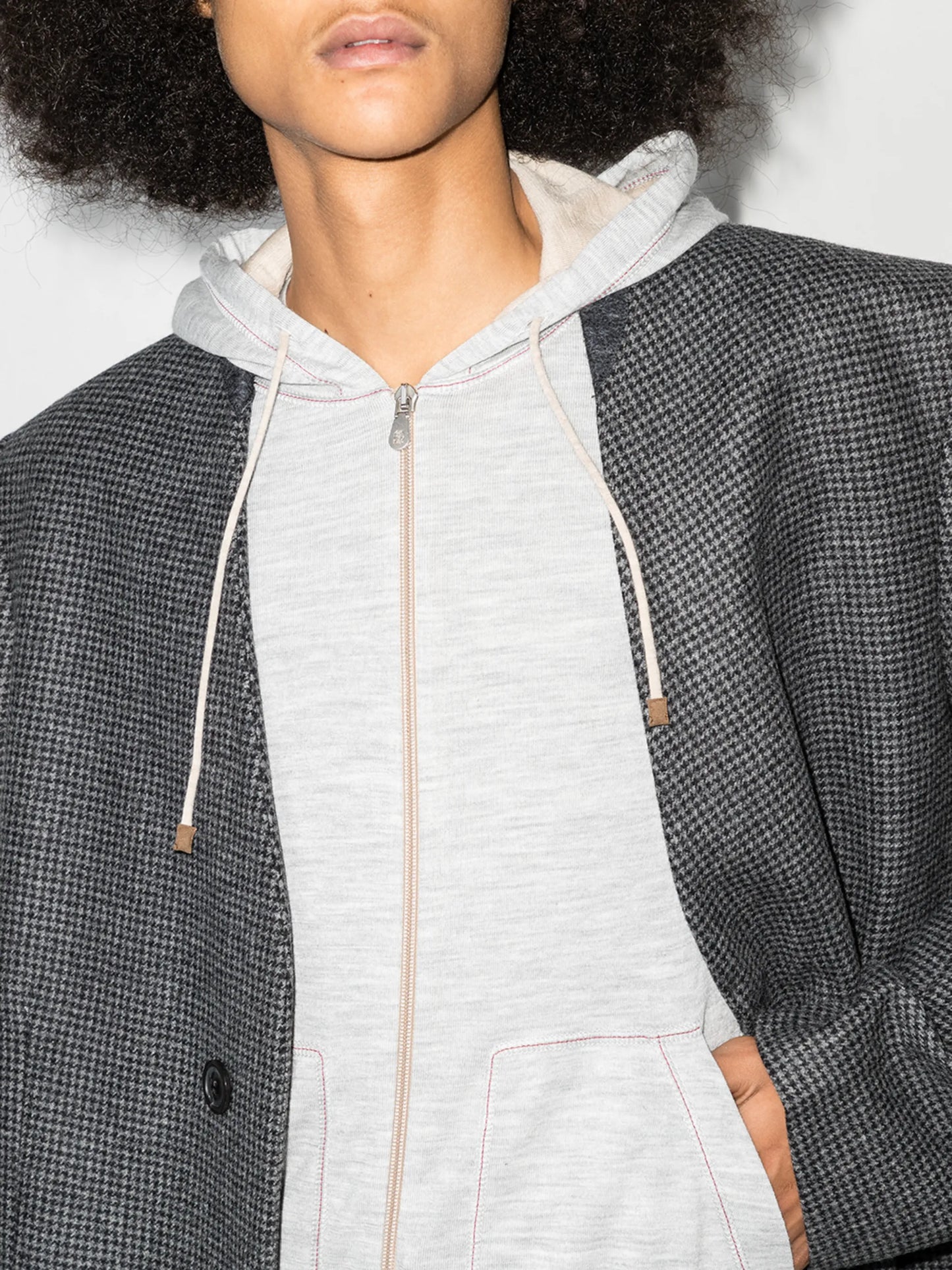 mélange-effect zip-up hoodie
