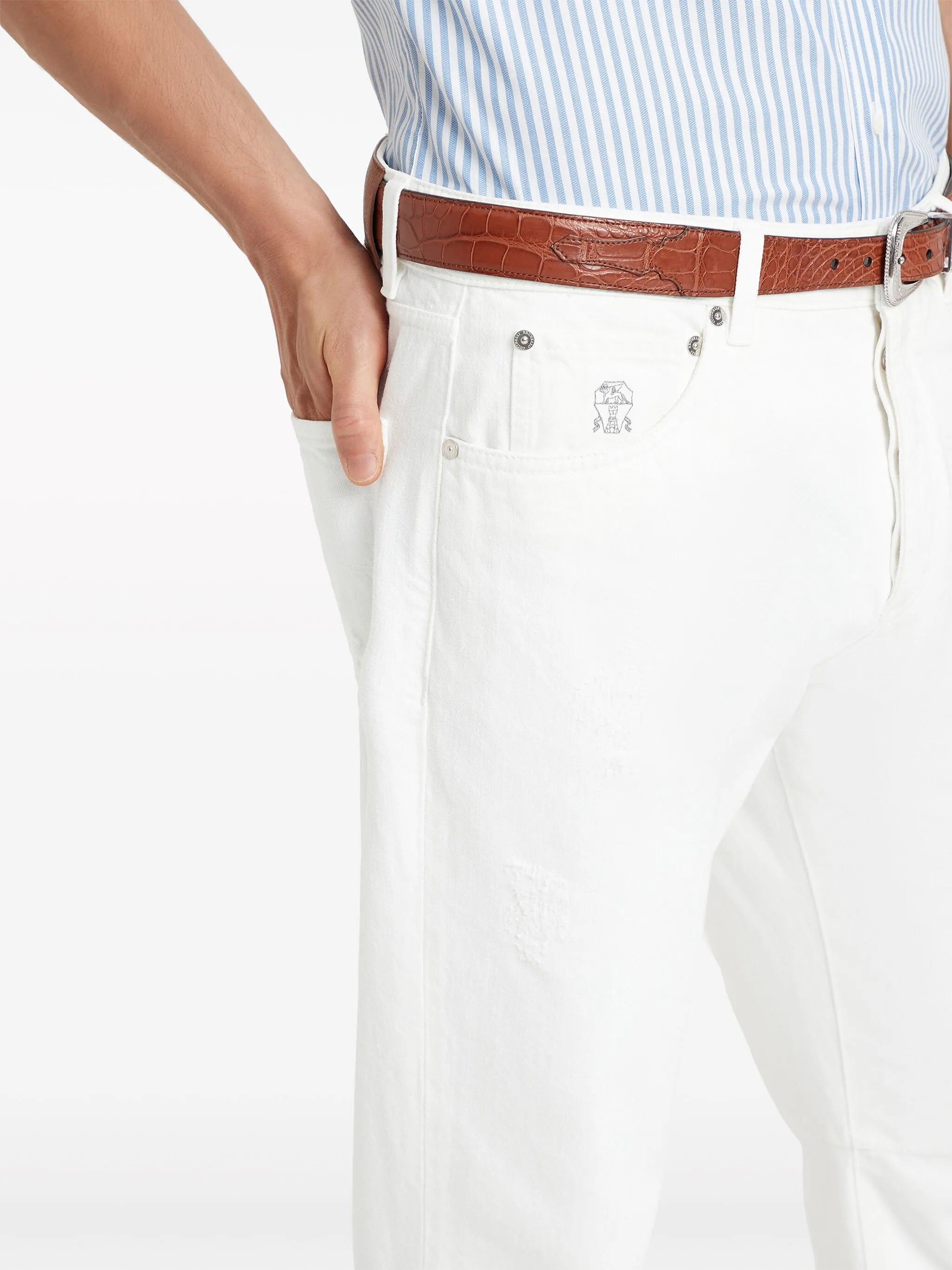 five-pocket straight-leg jeans