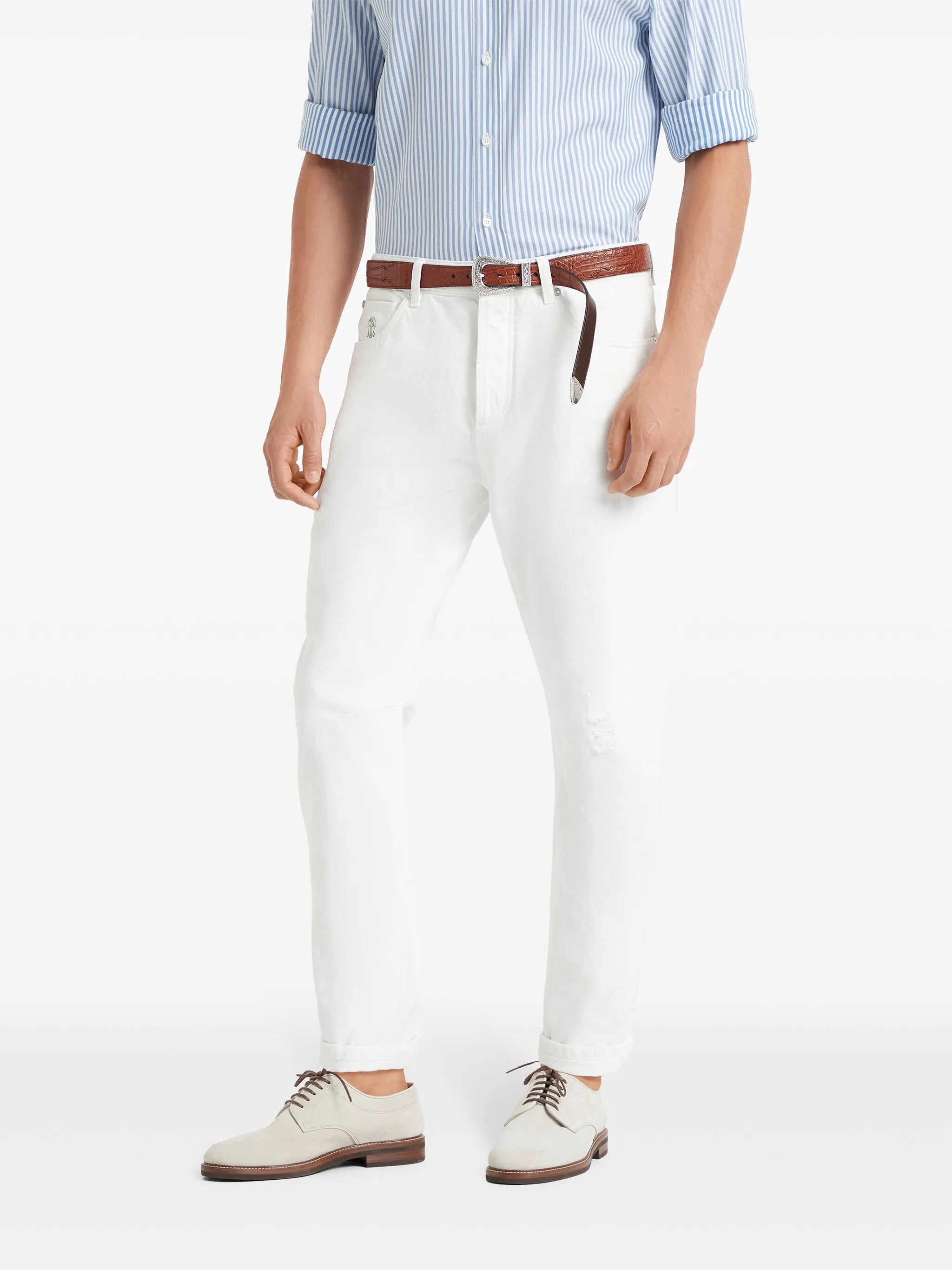 five-pocket straight-leg jeans