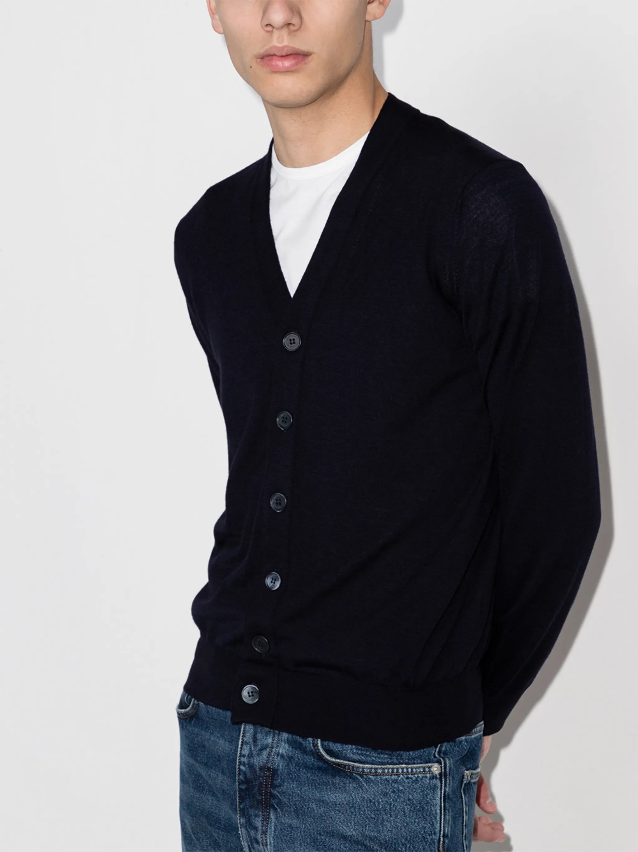 V-neck button-up cardigan