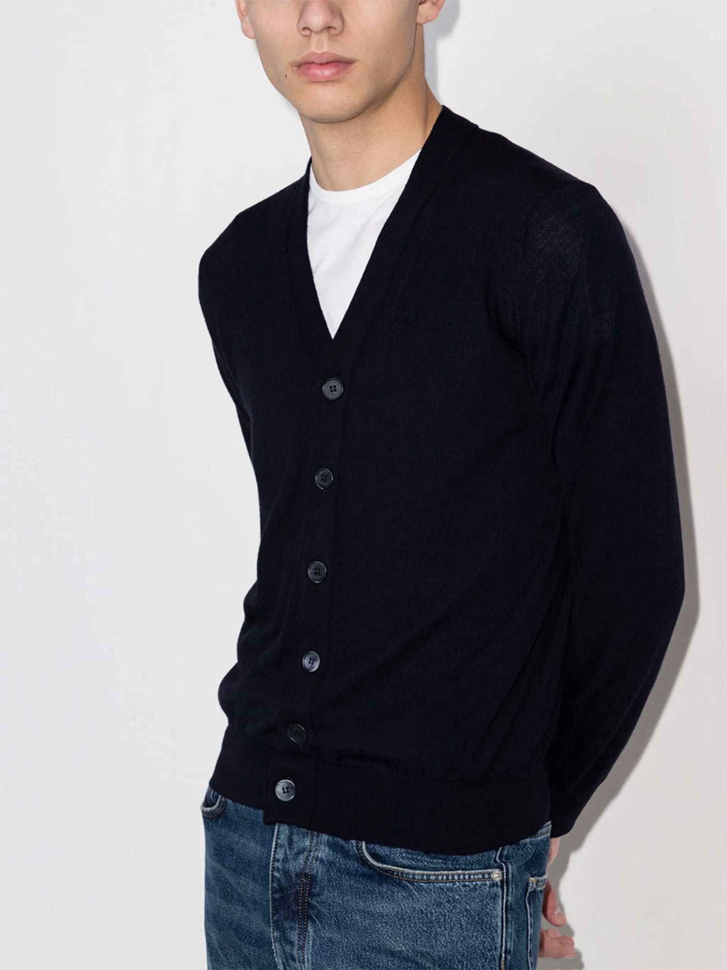 V-neck button-up cardigan