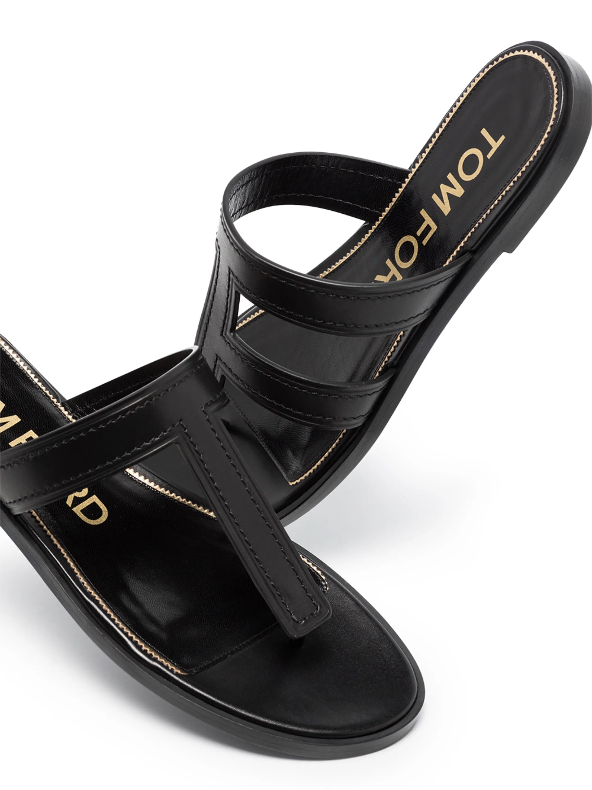 T F logo sandals