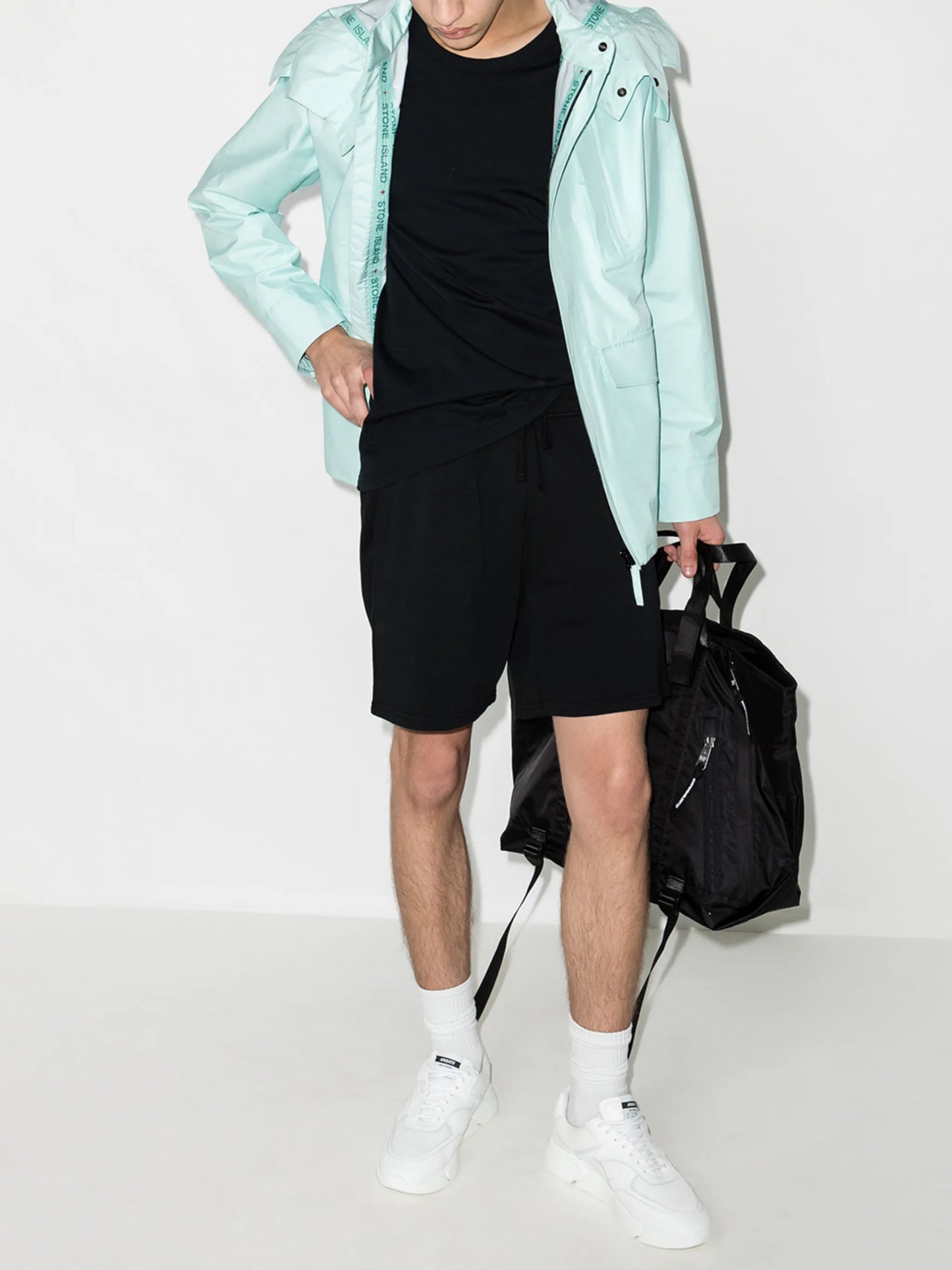 drawstring cotton track shorts
