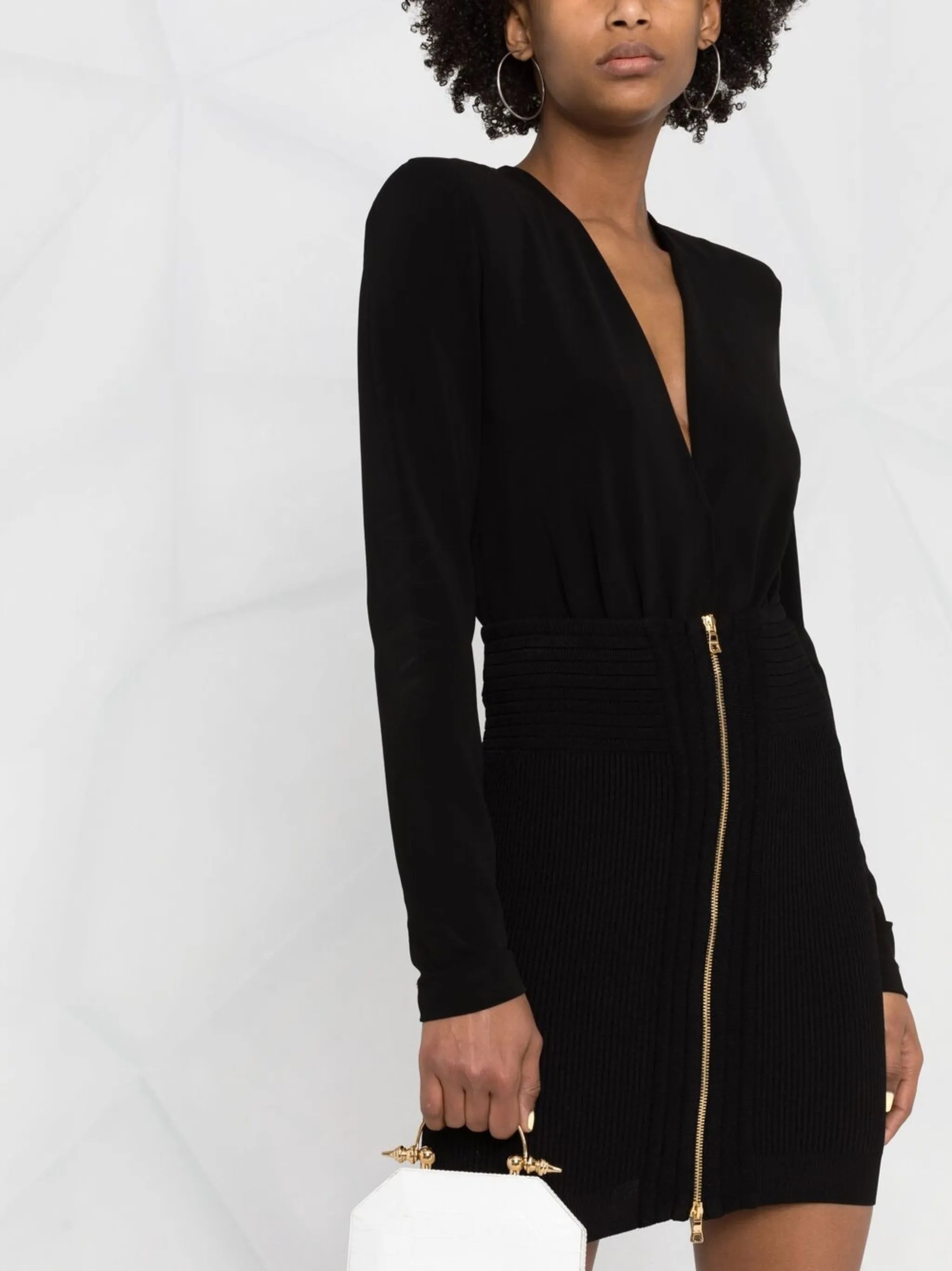 ribbed-knit zipped skirt
