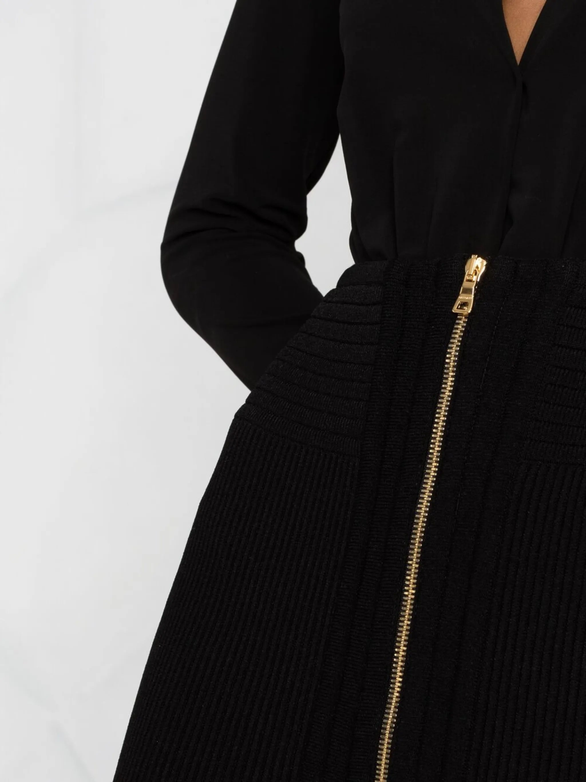 ribbed-knit zipped skirt