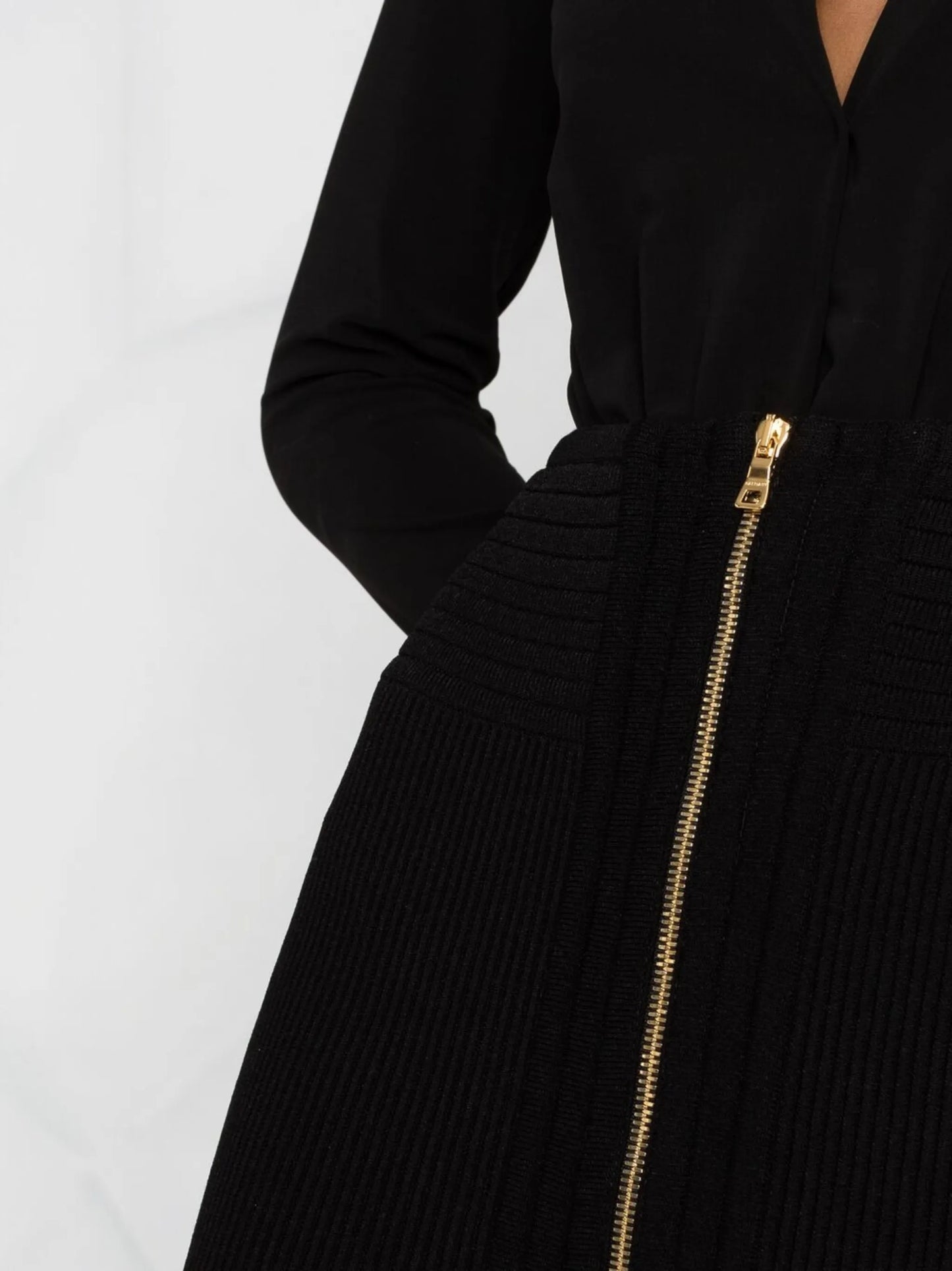 ribbed-knit zipped skirt