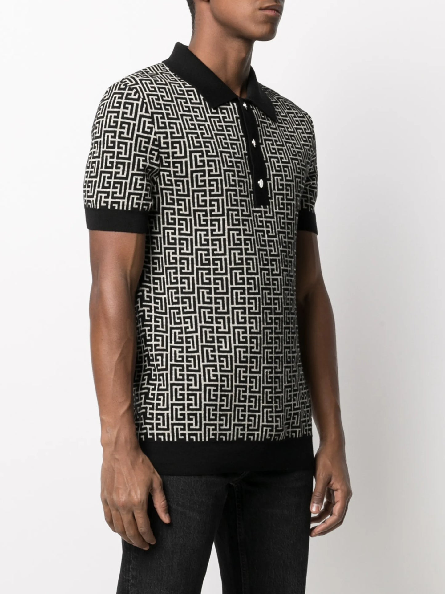 monogram pattern polo shirt